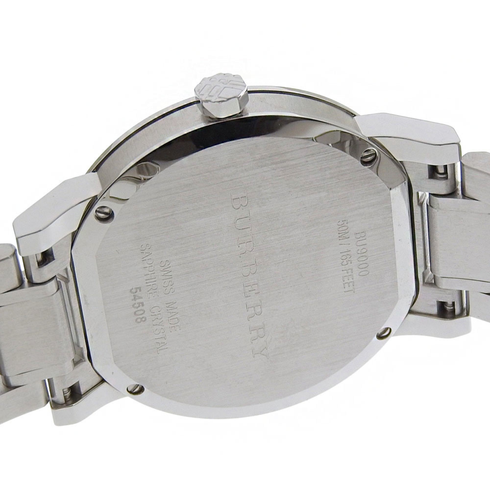 Montre Burberry BU9000 en acier inoxydable, argentée, Quartz, affichage analogique, cadran argenté, pour femme.
