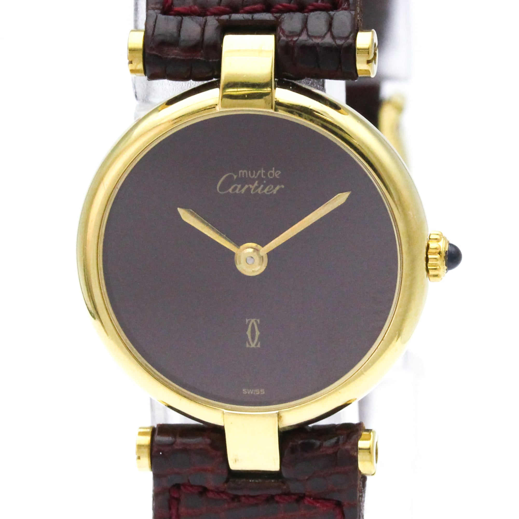 CARTIER Must Vendome Gold Plated Leather Quartz Ladies Watch