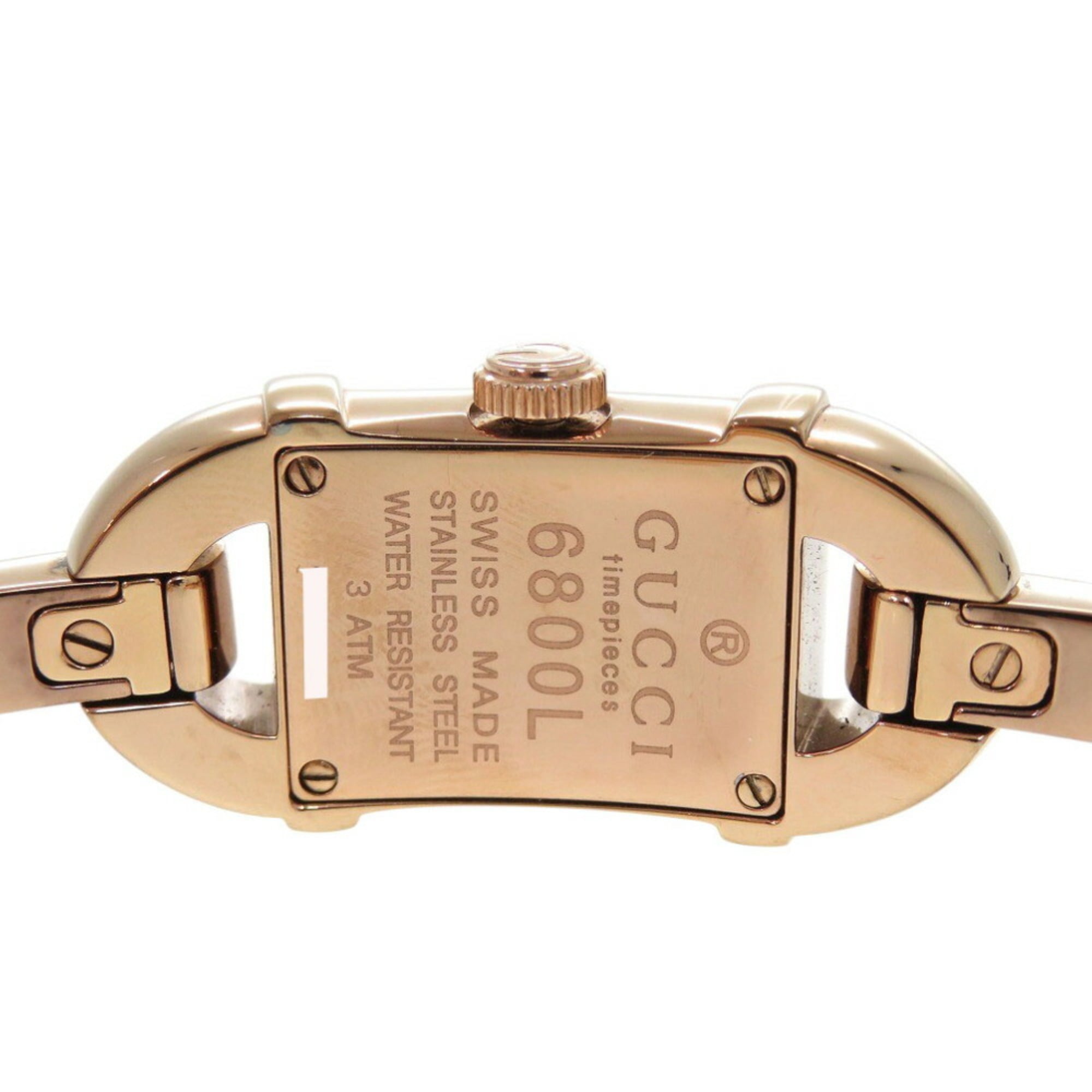Gucci 6800L Pink Gold Shell Dial Stainless Steel White Quartz Watch 16