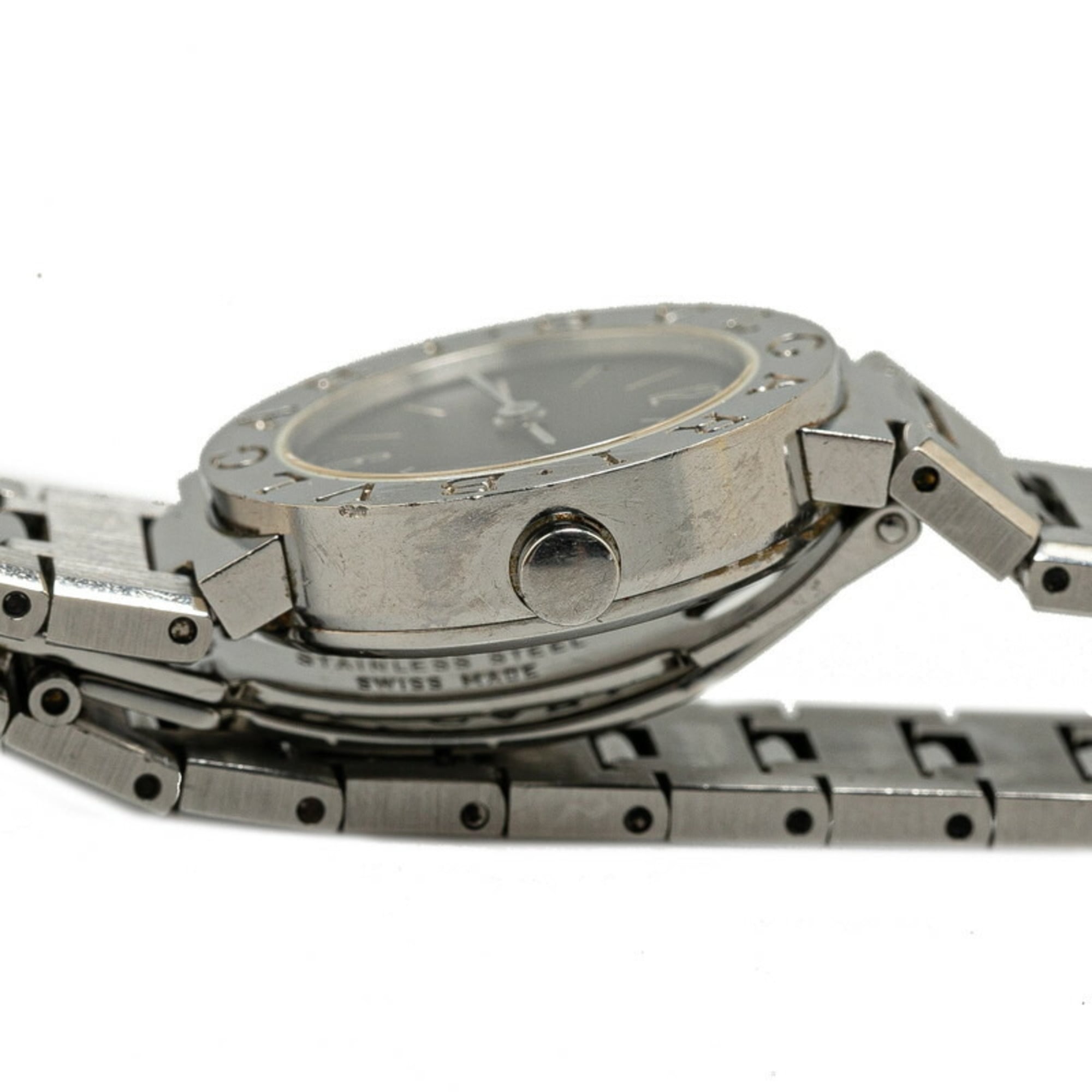 BVLGARI Uhr BB23SS Quarz Schwarz Zifferblatt, Edelstahl, Damenuhr