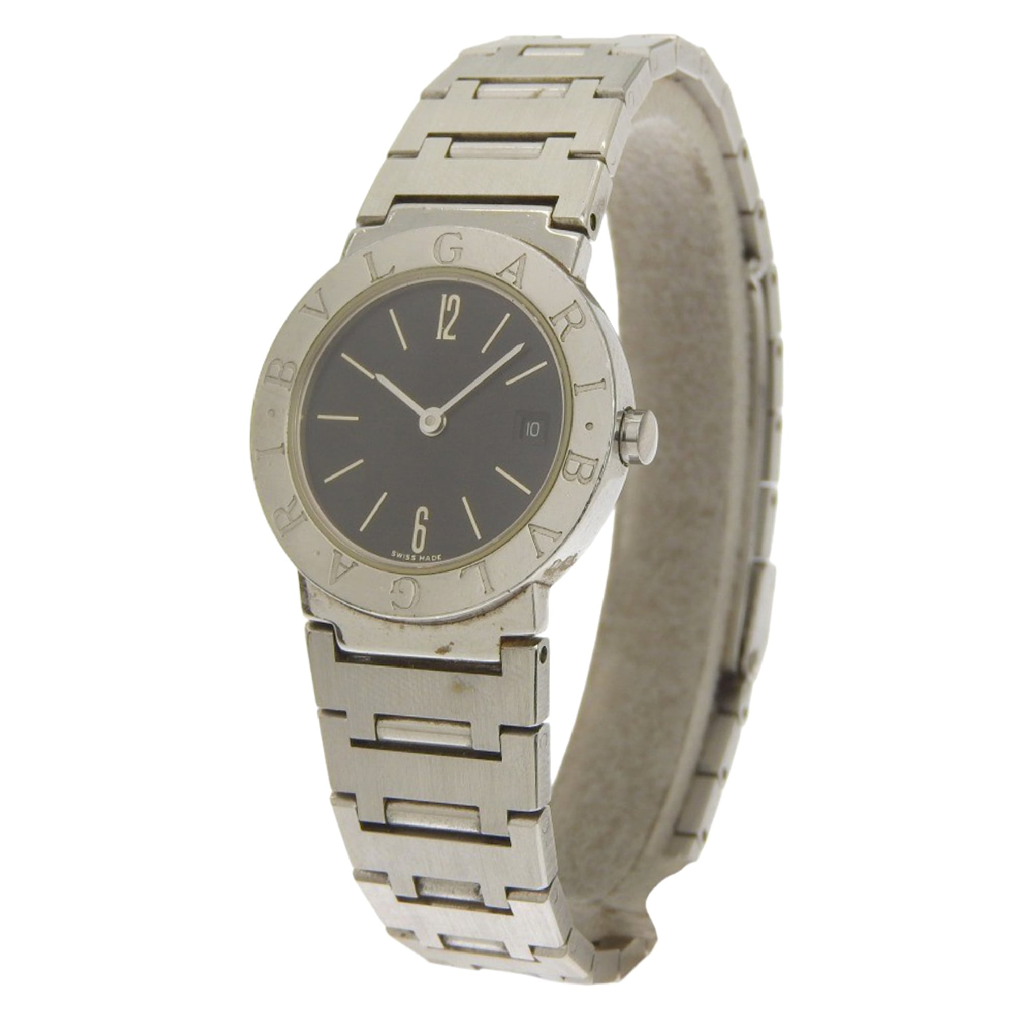 BVLGARI Wristwatch BB26SSD Stainless Steel Quartz Analog Display Black Dial Women's