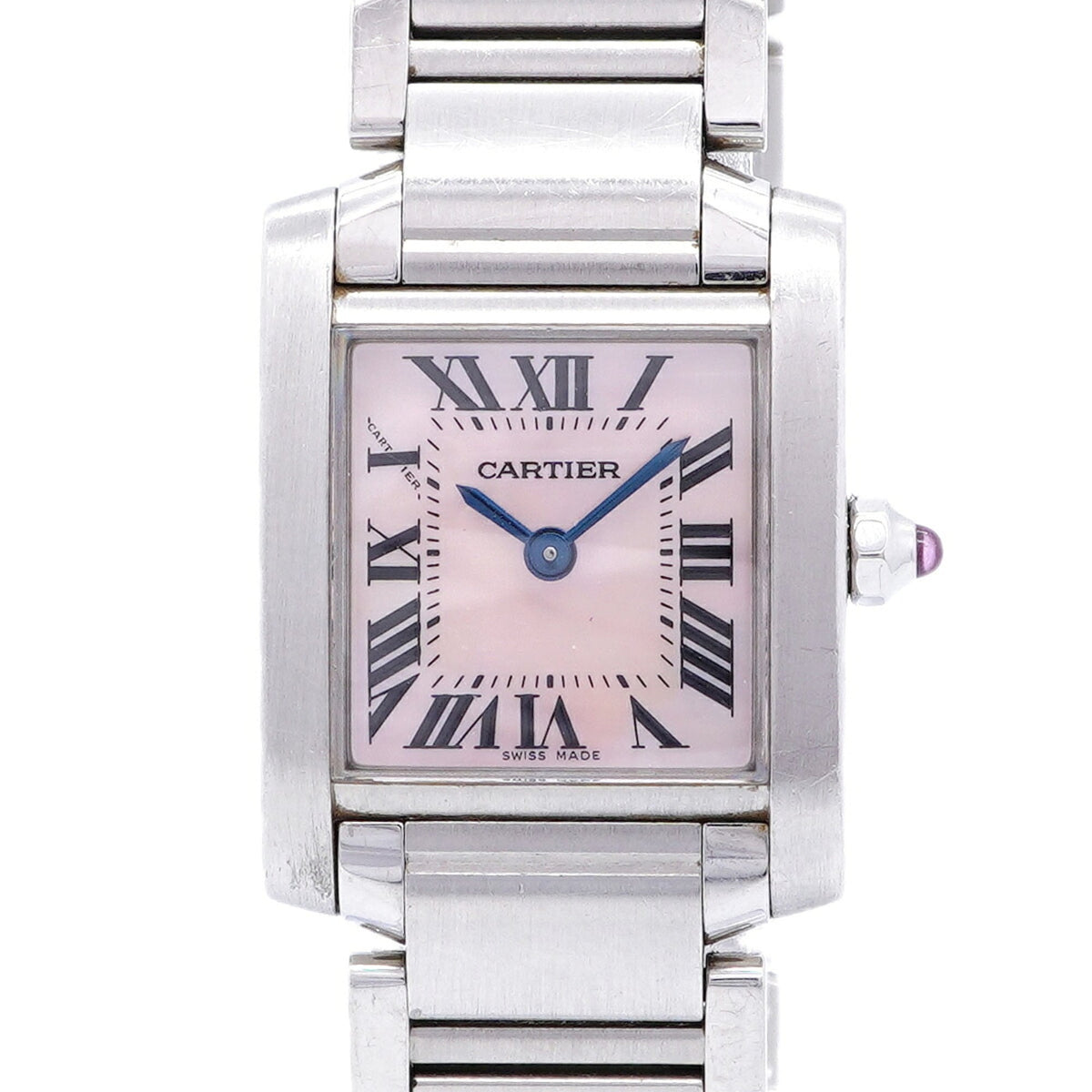 Cartier Tank Française SM W51028Q3 horloge met roze wijzerplaat, 20 mm