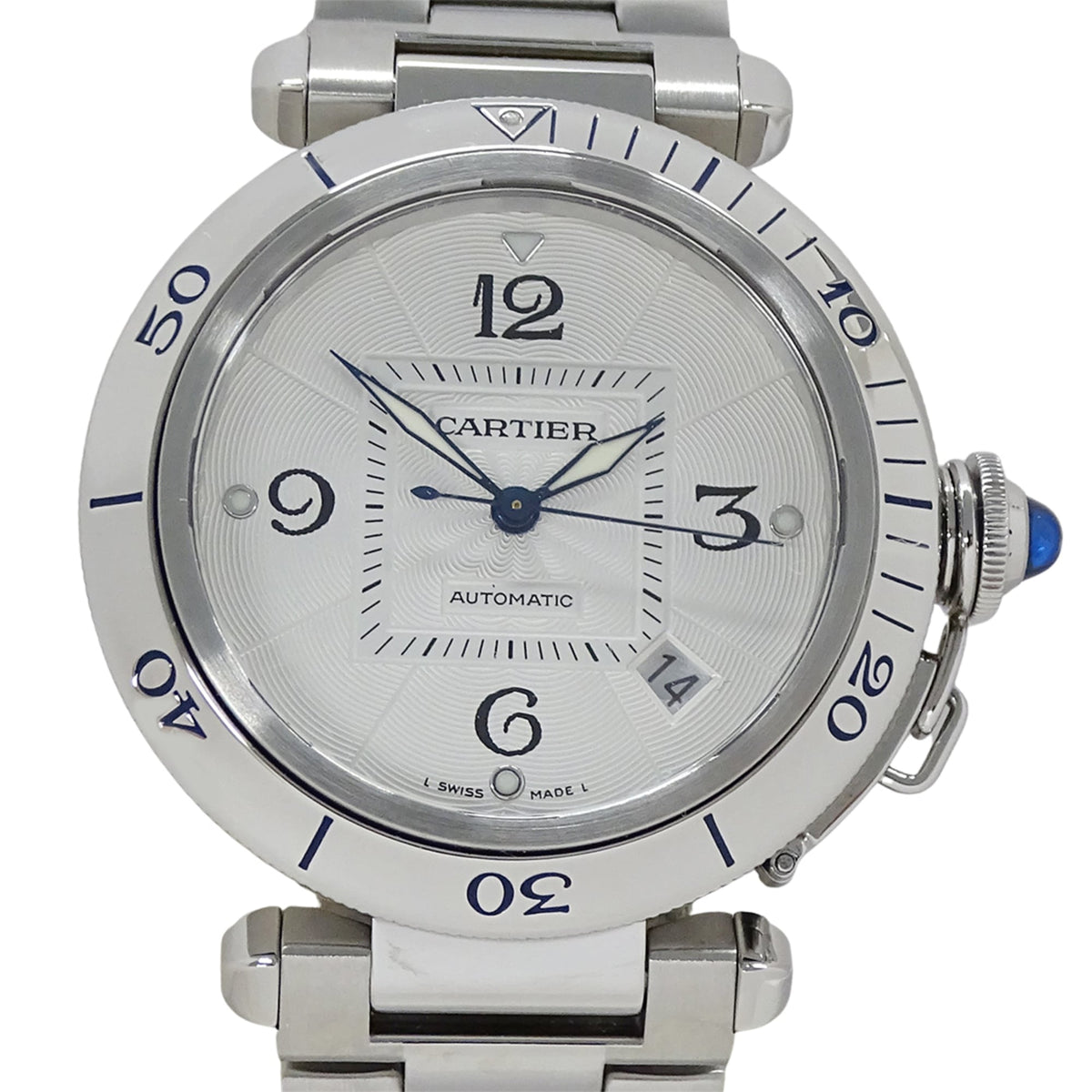 Cartier Pasha Grid Date W31040H3 Silver Dial 38mm Watch