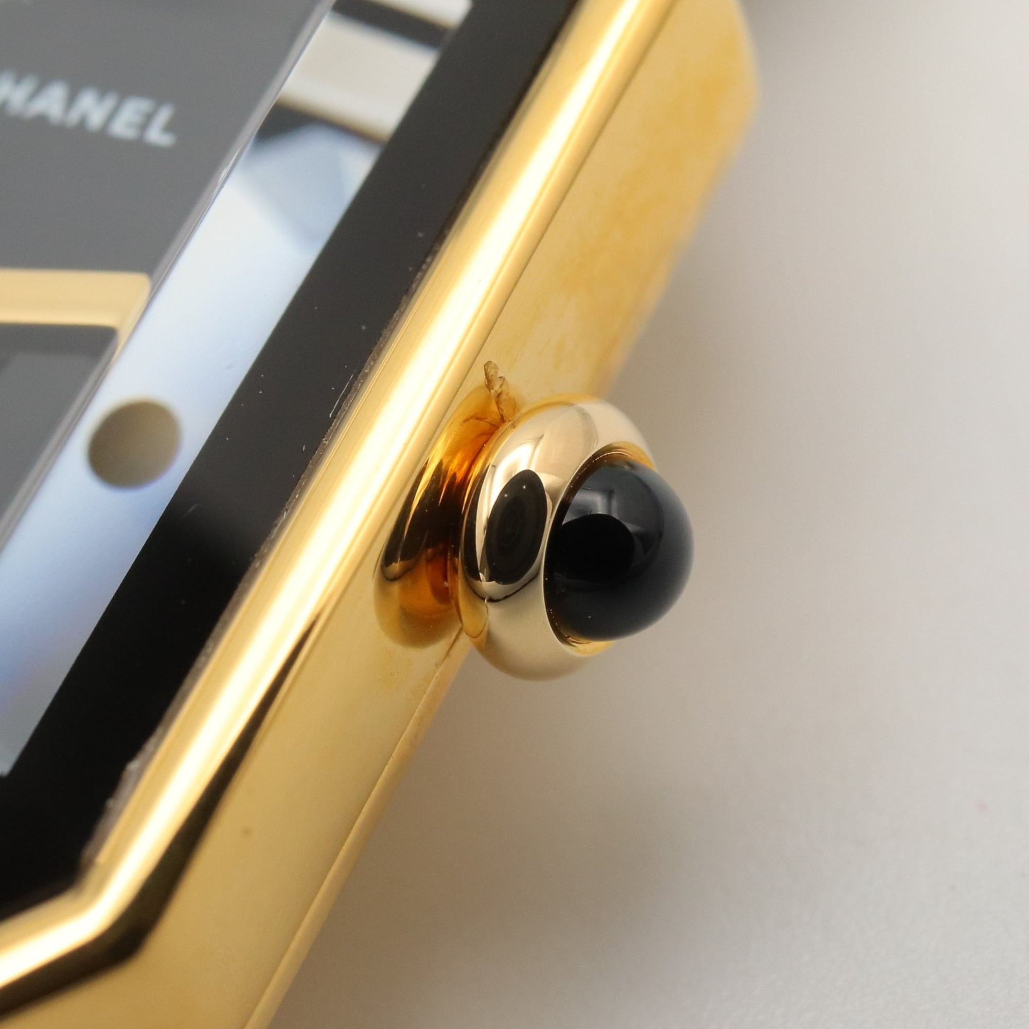 Montre Chanel CHANEL Première S, plaquée or (GP), bracelet en cuir, pour femme, Noir, H0001