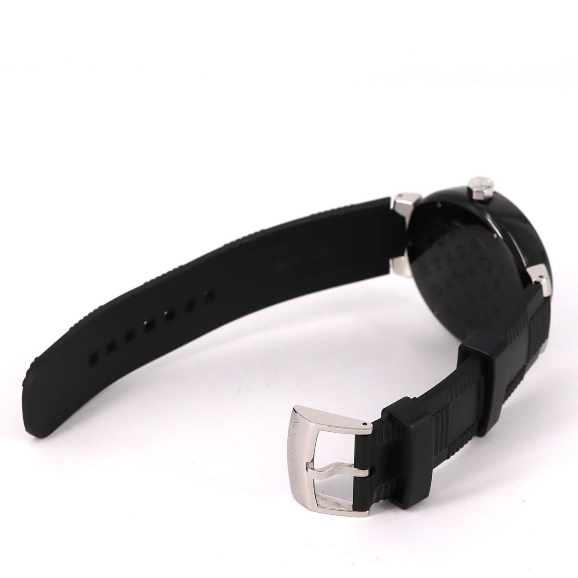Louis Vuitton Tambour in Black GMT Q113K SS Automatic Watch