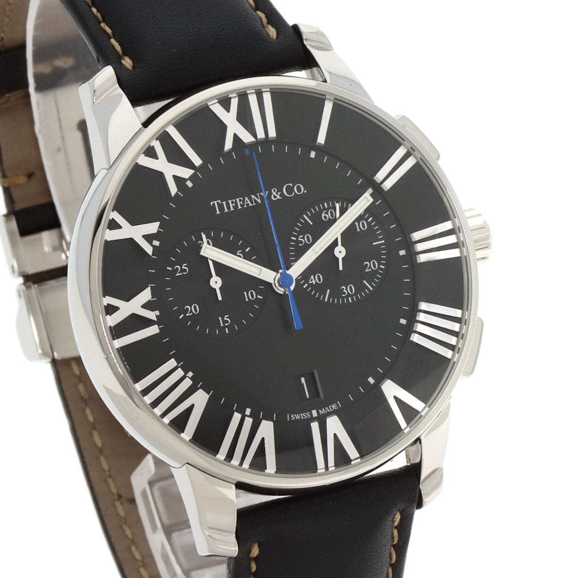 Tiffany & Co. Atlas Dome chronograafhorloge, roestvrij staal/leer, heren