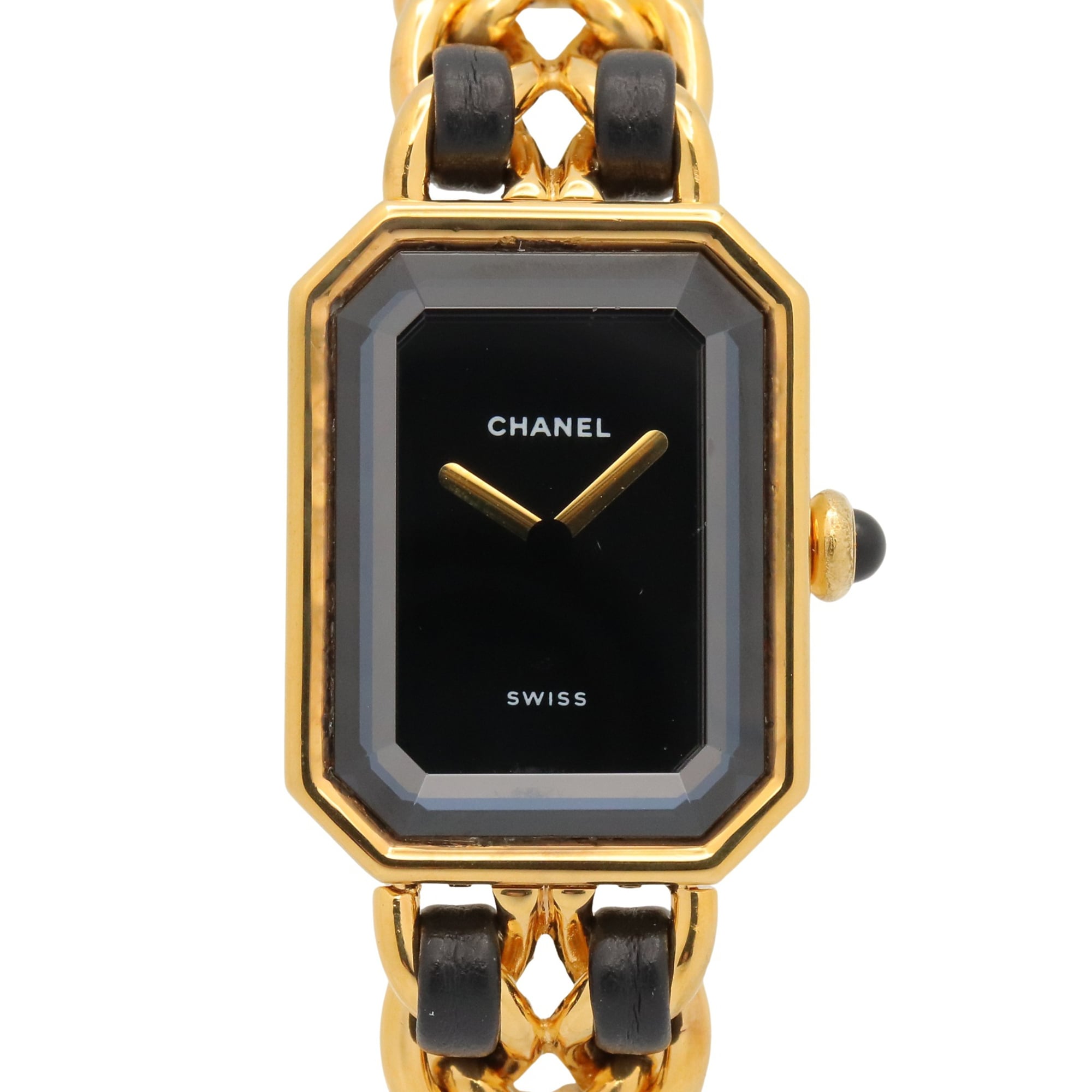 Chanel CHANEL PremiÃ¨re S Watch, Gold Plated (GP), Leather Strap, Women's, Black, H0001