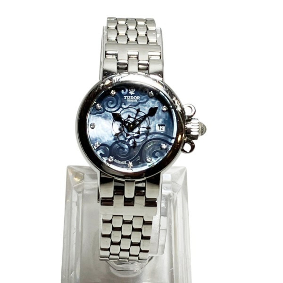 Montre Tudor Claire de Rose 35100, cadran bleu, boîtier de 25 mm