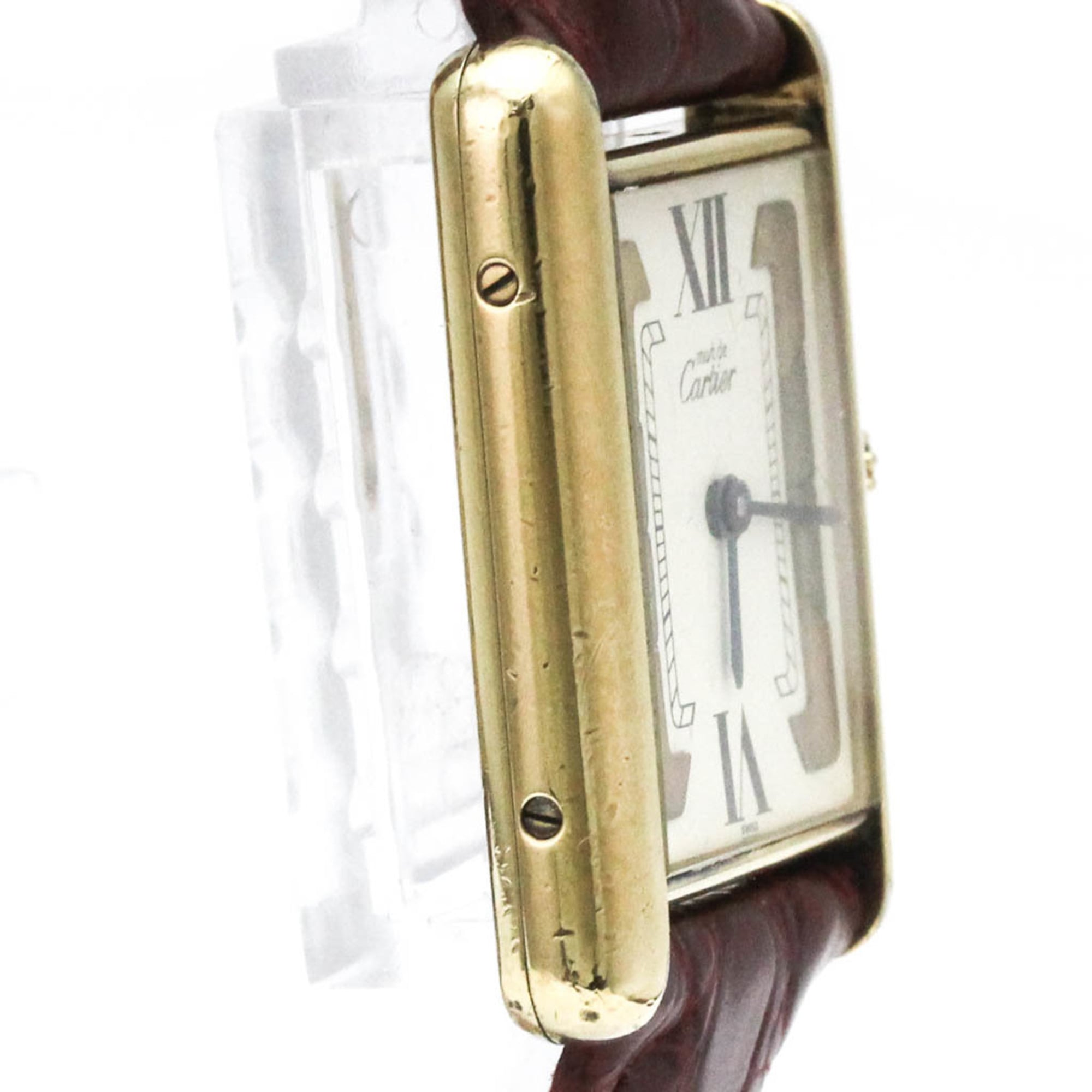CARTIER Tank Vermeil verguld leren quartz herenhorloge 590005