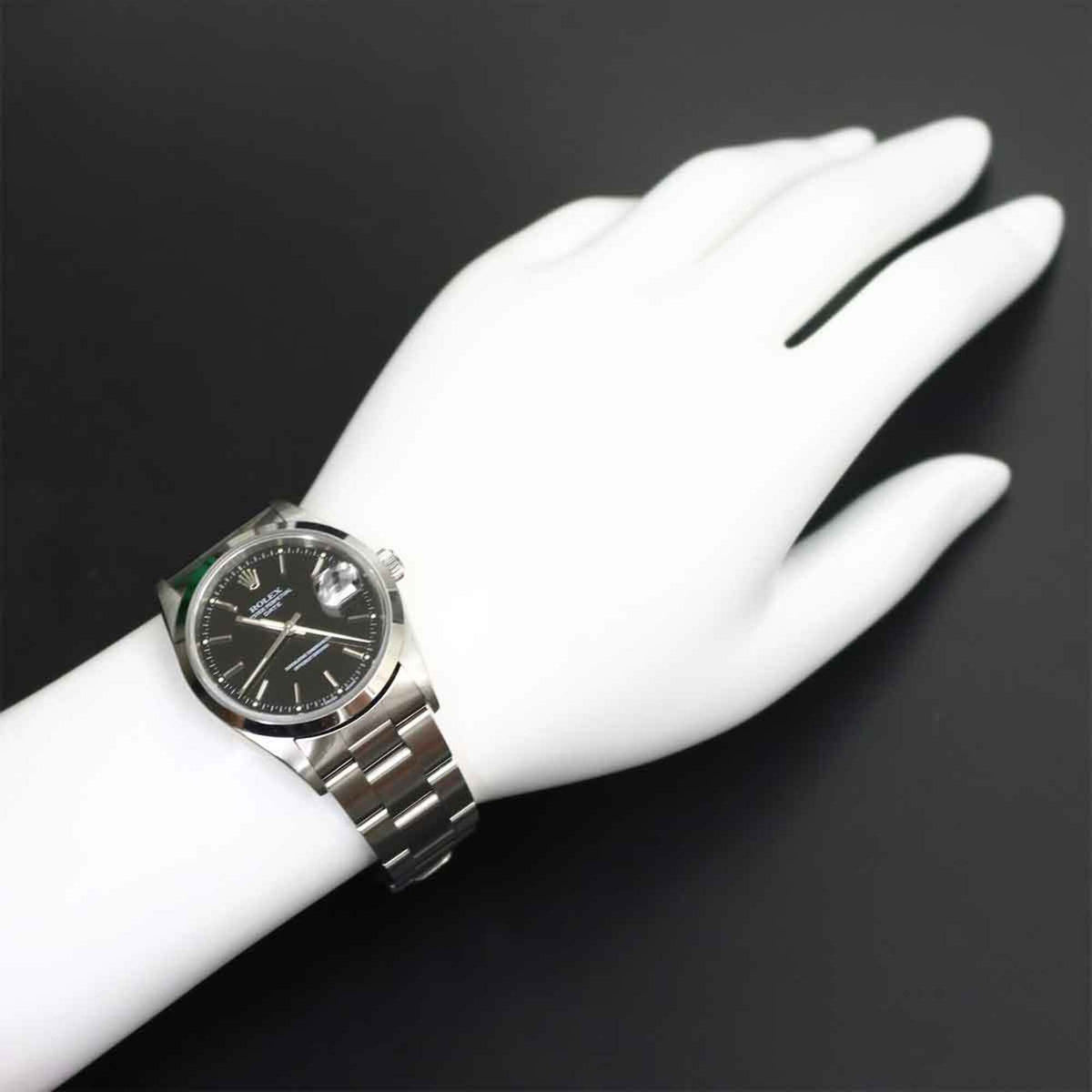 Rolex Oyster Perpetual Datum 15200 Schwarz Zifferblatt 34 mm Uhr