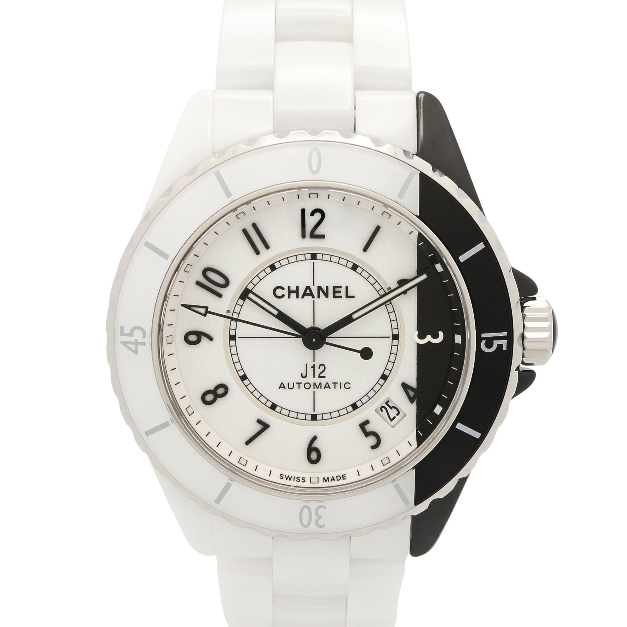 Chanel J12 Paradox Caliber 12.1 Watch, Ceramic, Men's, White/Black, H6515