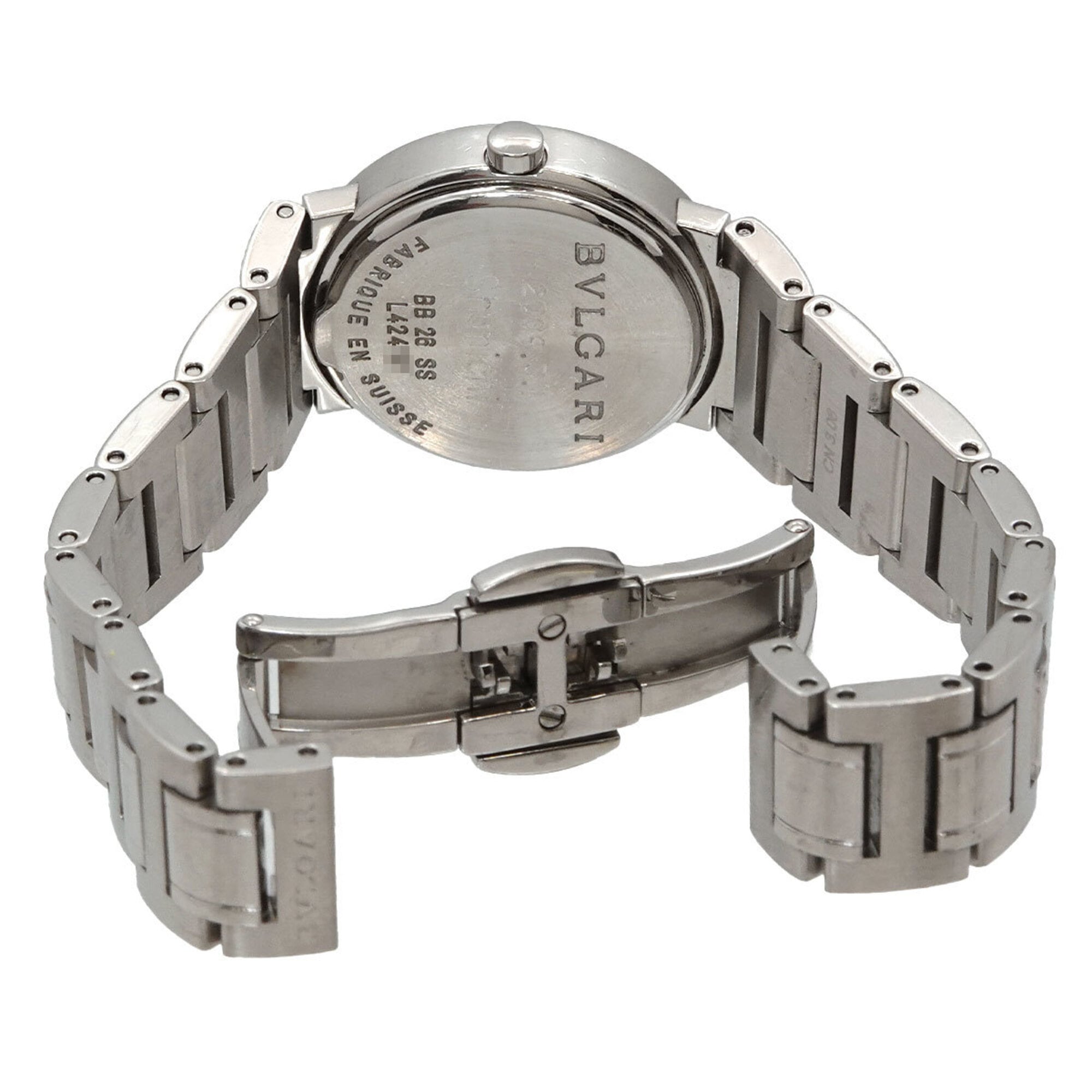 BVLGARI BB26SS dameshorloge met 12 diamanten, zwart, quartz