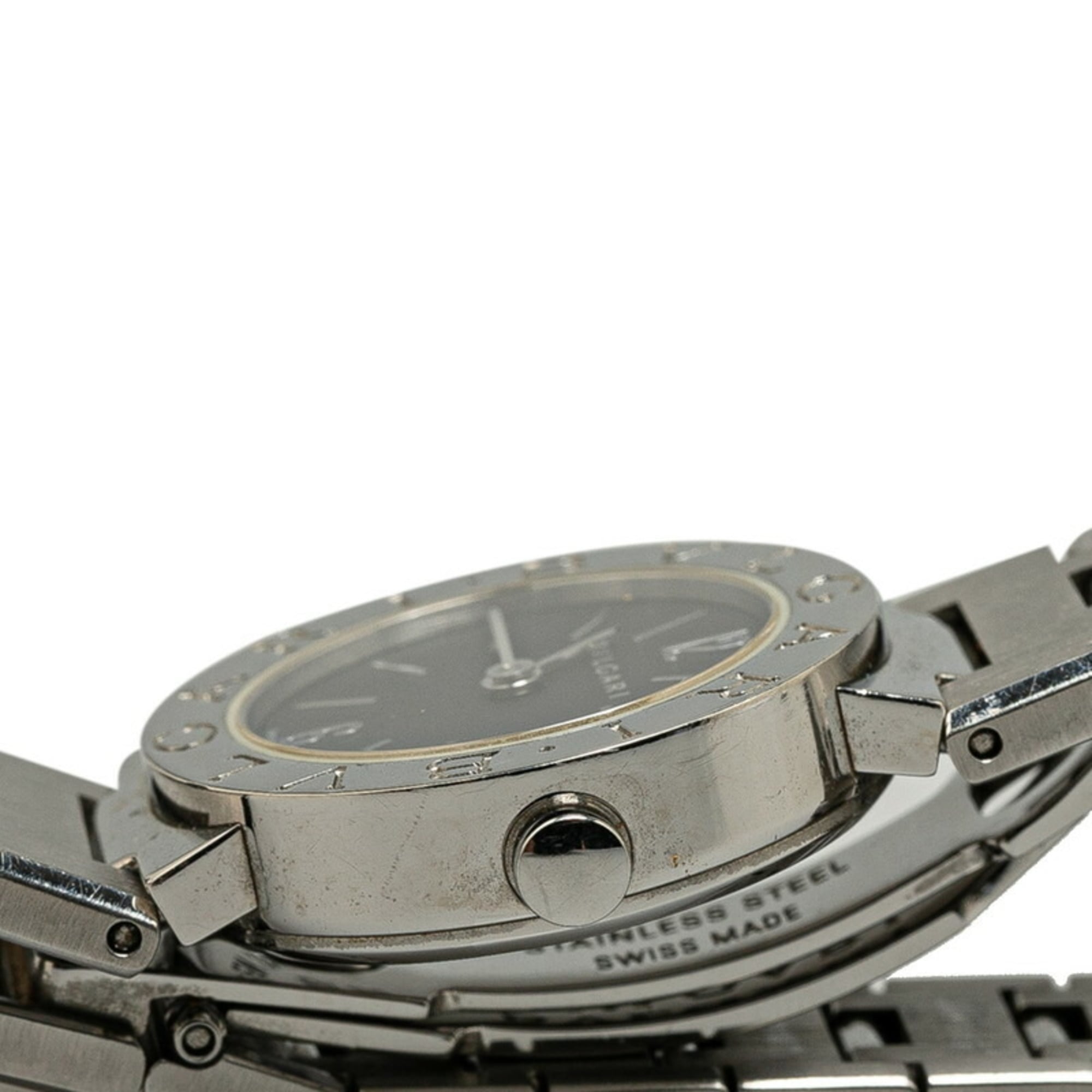 BVLGARI Uhr BB23SS Quarz Schwarz Zifferblatt, Edelstahl, Damenuhr