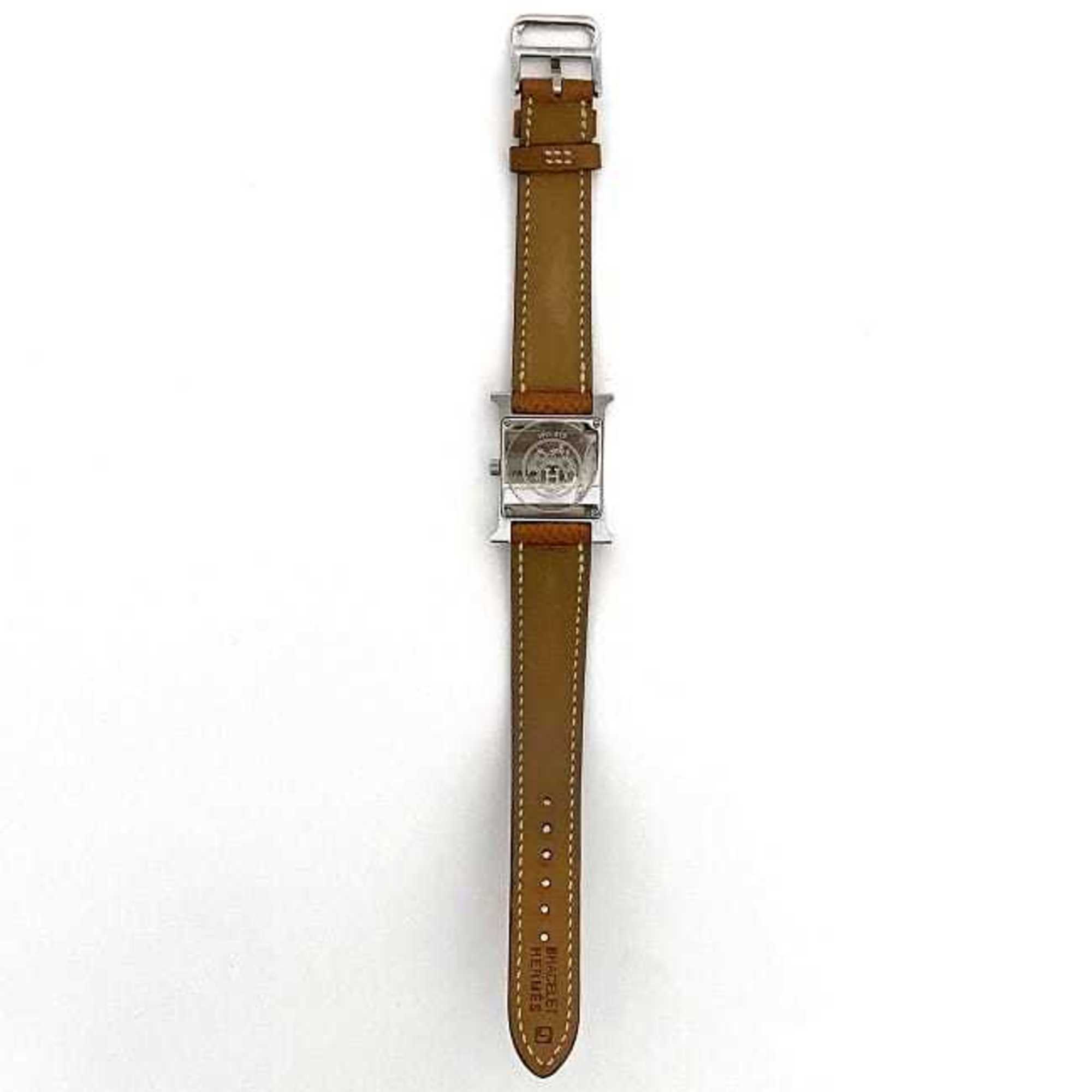 Hermes Uhr H Beige Silber Braun HH1.210 Damenuhr aus Edelstahl mit LederarmbandQuarz J-Prägung, HERMES, batteriebetrieben, 21 mm
