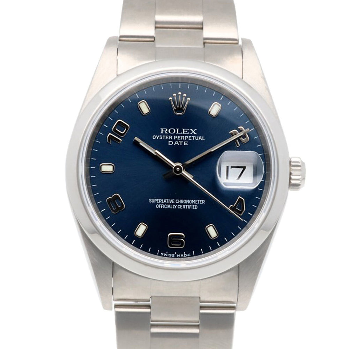 Rolex Datum Oyster Perpetual 15200, marineblaues Zifferblatt, 34 mm Uhr