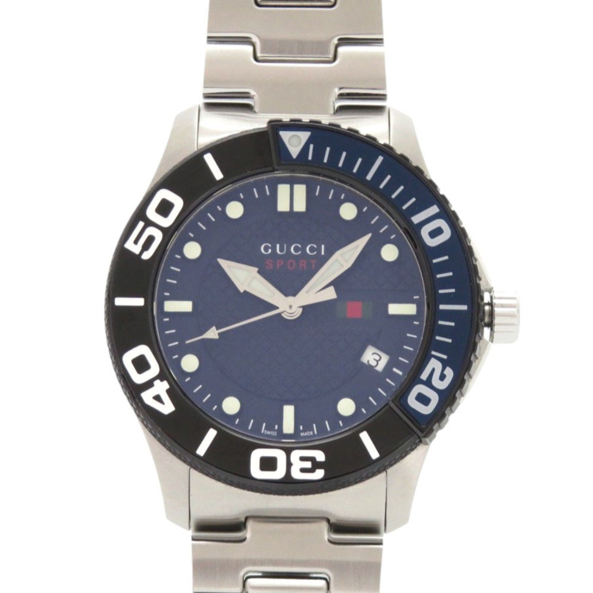 Excellent condition Gucci G-Timeless Sport 126.2 YA126282 Quartz Watch Stainless Steel Navy 0216 GUCCI