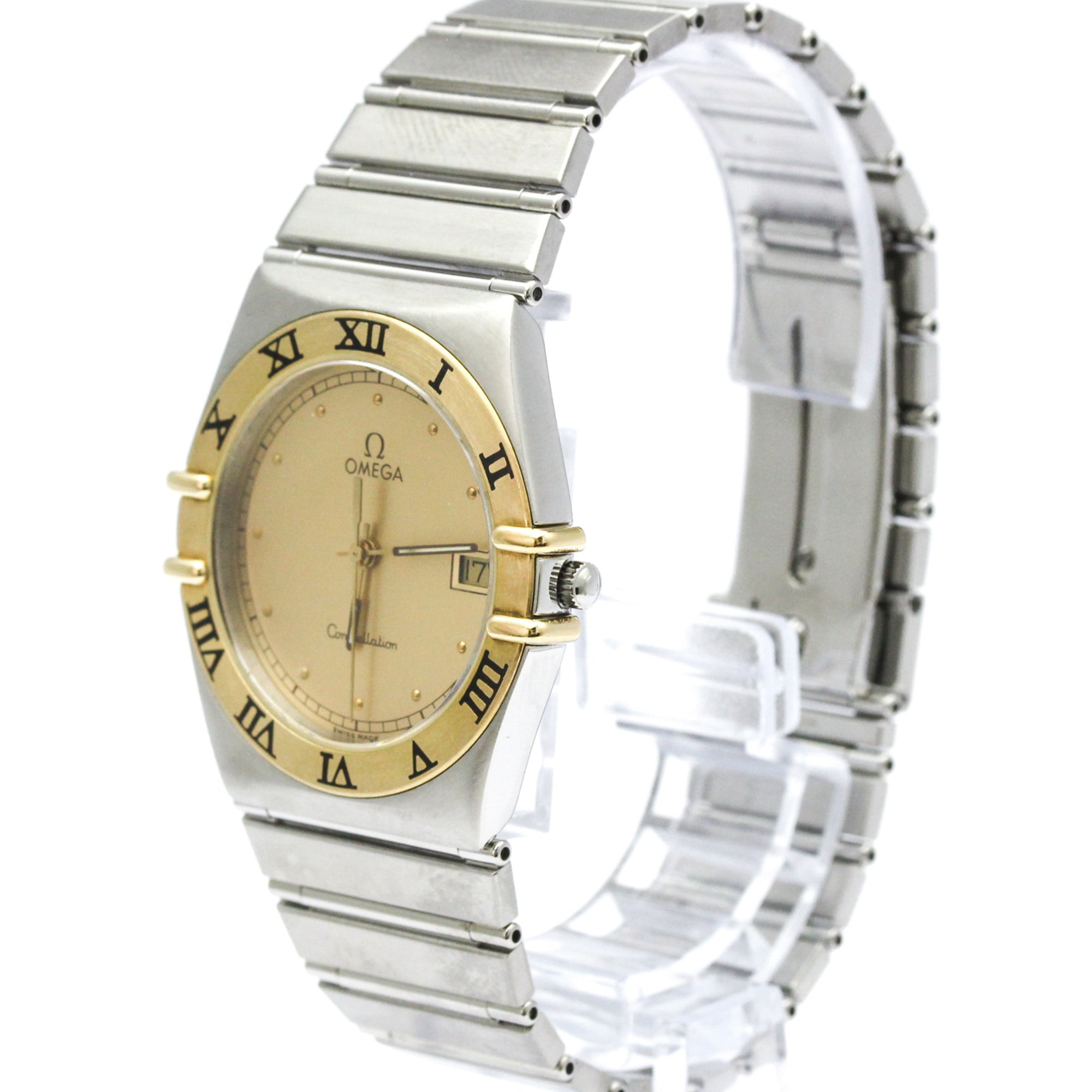 OMEGA Constellation 18K Gold Steel Quartz Mens Watch 396.1070 Polished