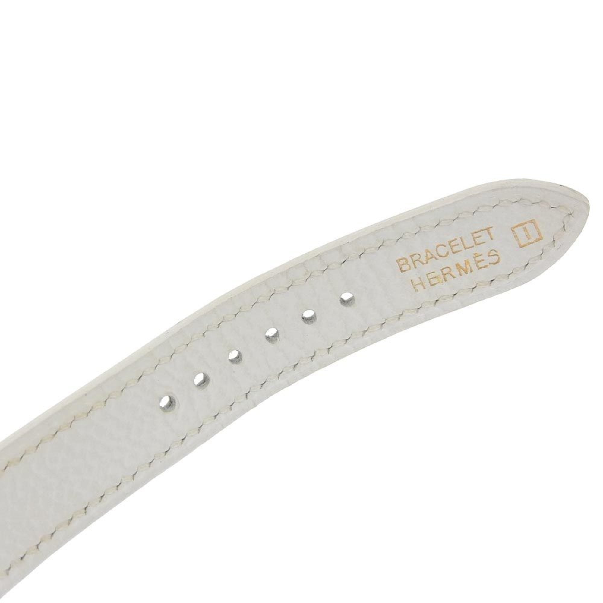 Hermes HERMES H-horloge Polshorloge HH1.210 Roestvrij staal x leer 2005 Kwarts Analoog display Witte wijzerplaat Dames