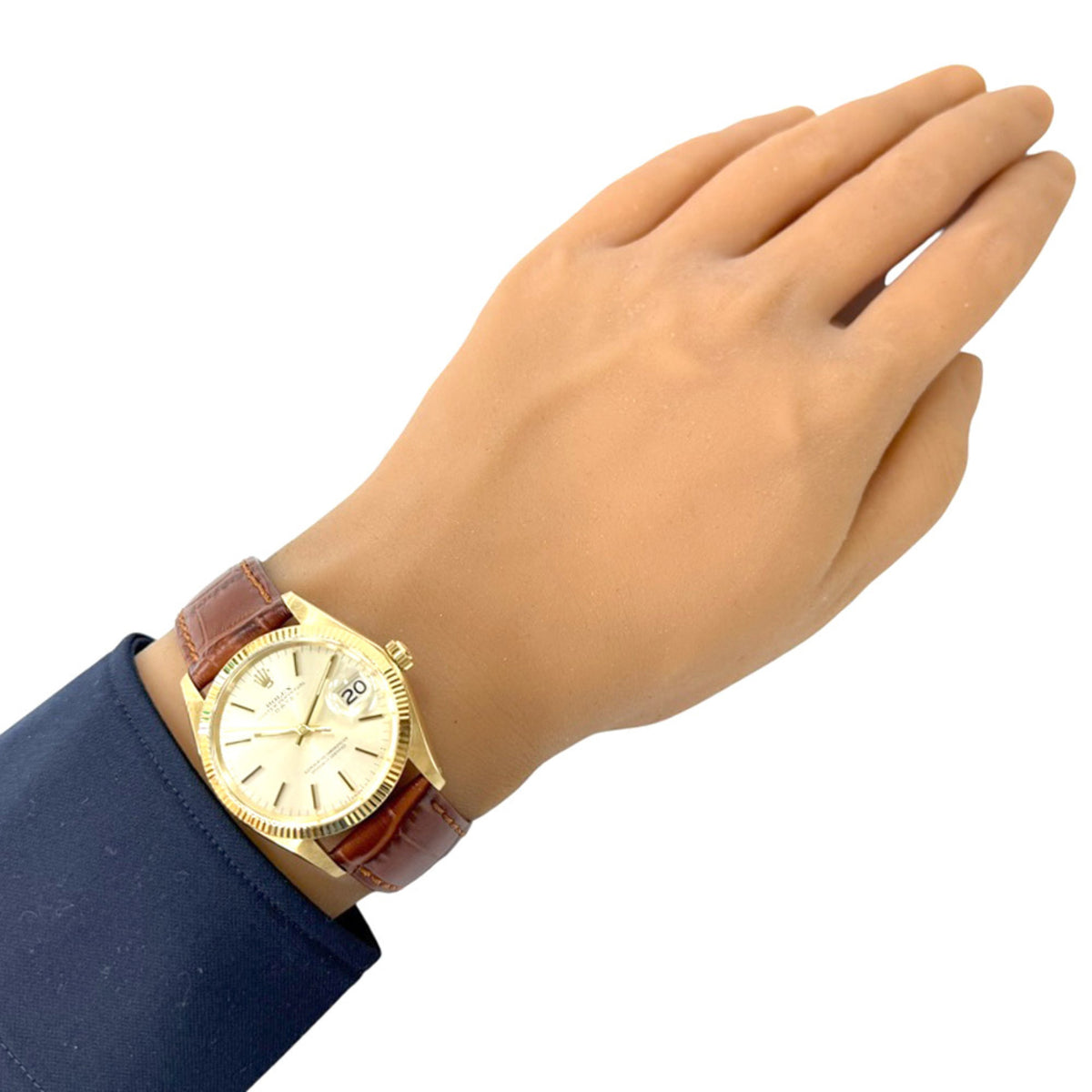 Rolex Date Oyster Perpetual K14 1503/7 Gold Dial 34mm Watch