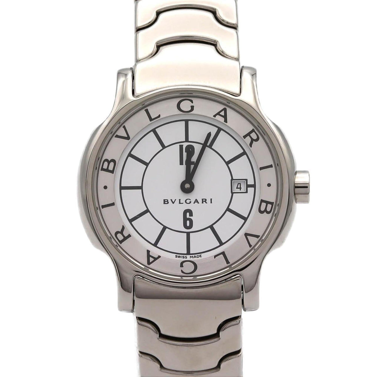 Bvlgari Bulgari Solotempo ST29S/ST29WSSD horloge met witte wijzerplaat, 29 mm