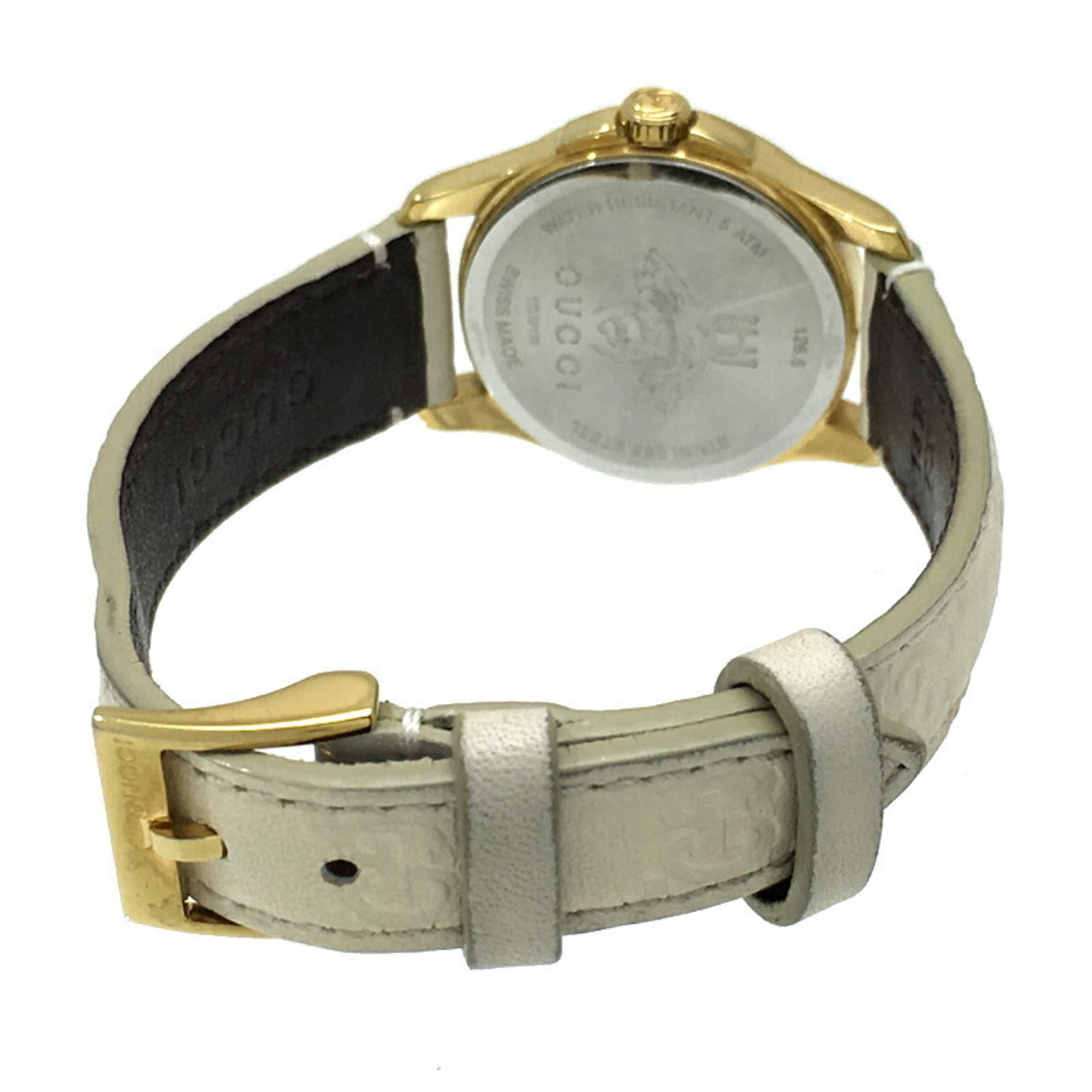 Gucci G Timeless dameshorloge YA126580 126,5 vergulde witte Shima-wijzerplaat