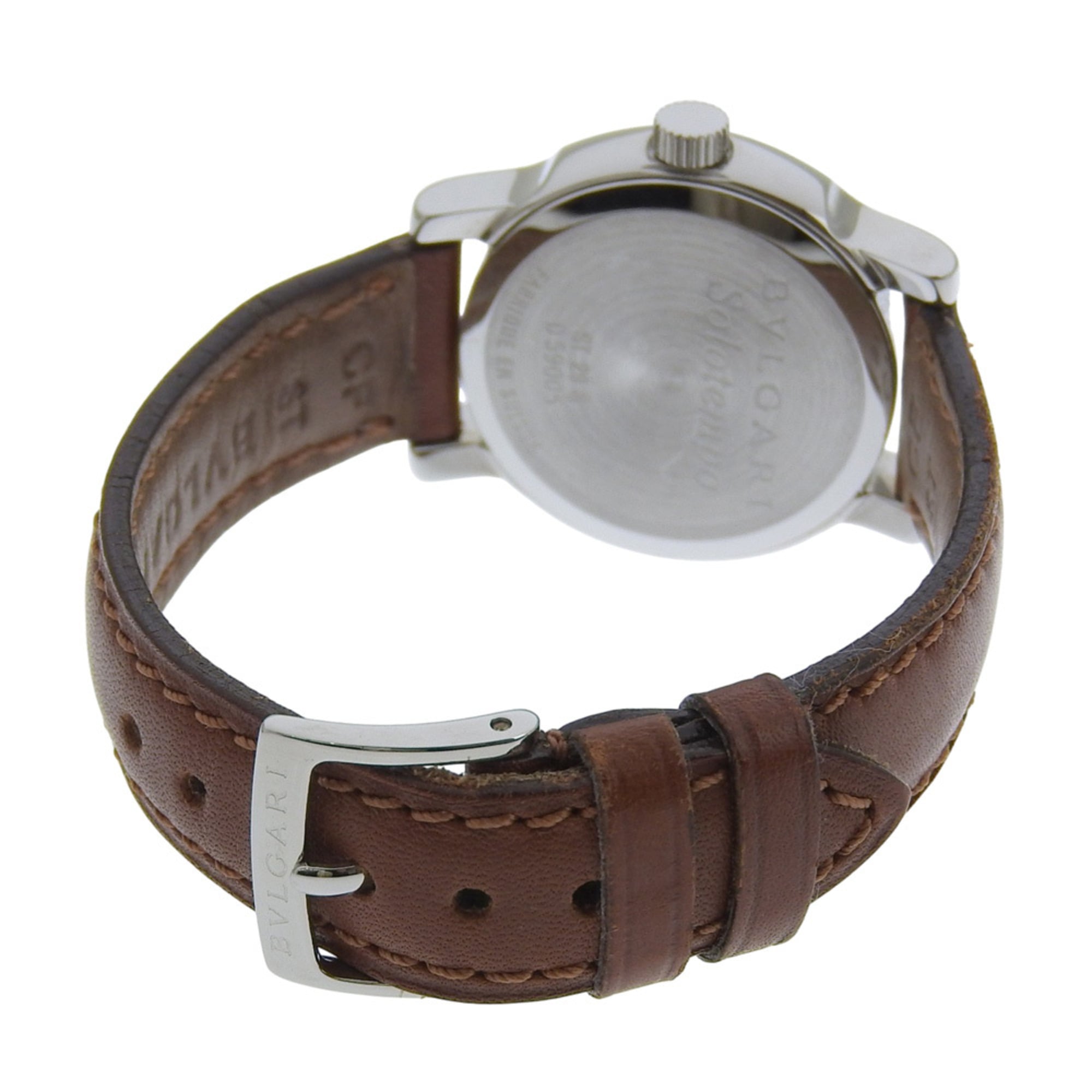 Bulgari BVLGARI Solo Tempo Watch ST29SL Stainless Steel x Leather Quar