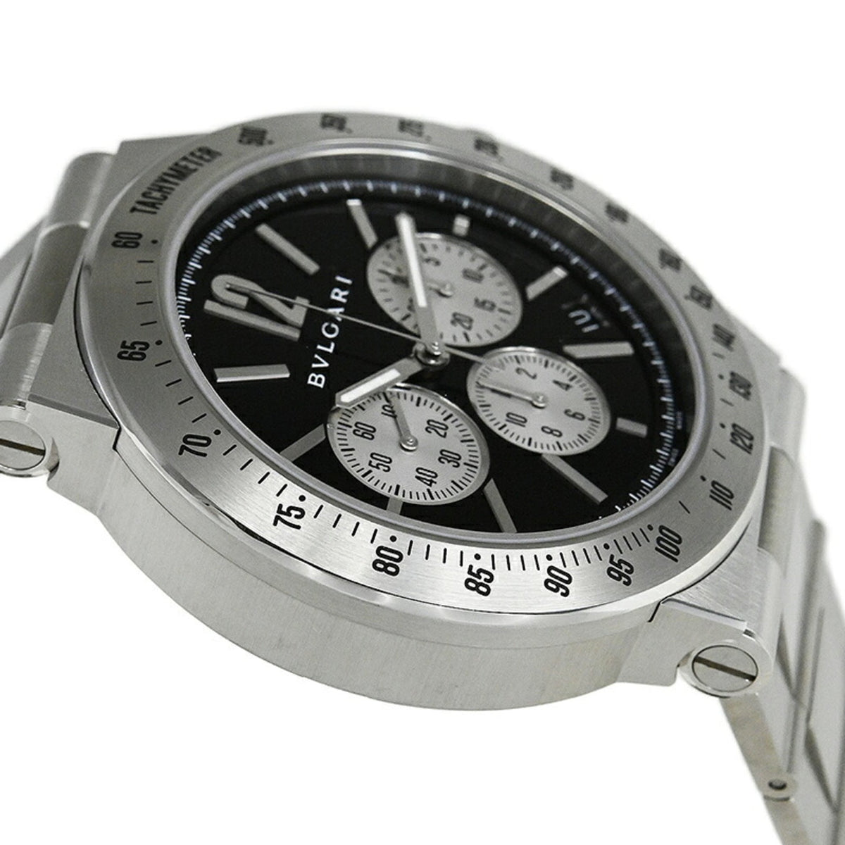 Bvlgari Diagono Velocissimo DG41BSSDCHTA Black, Silver Dial 41mm Watch