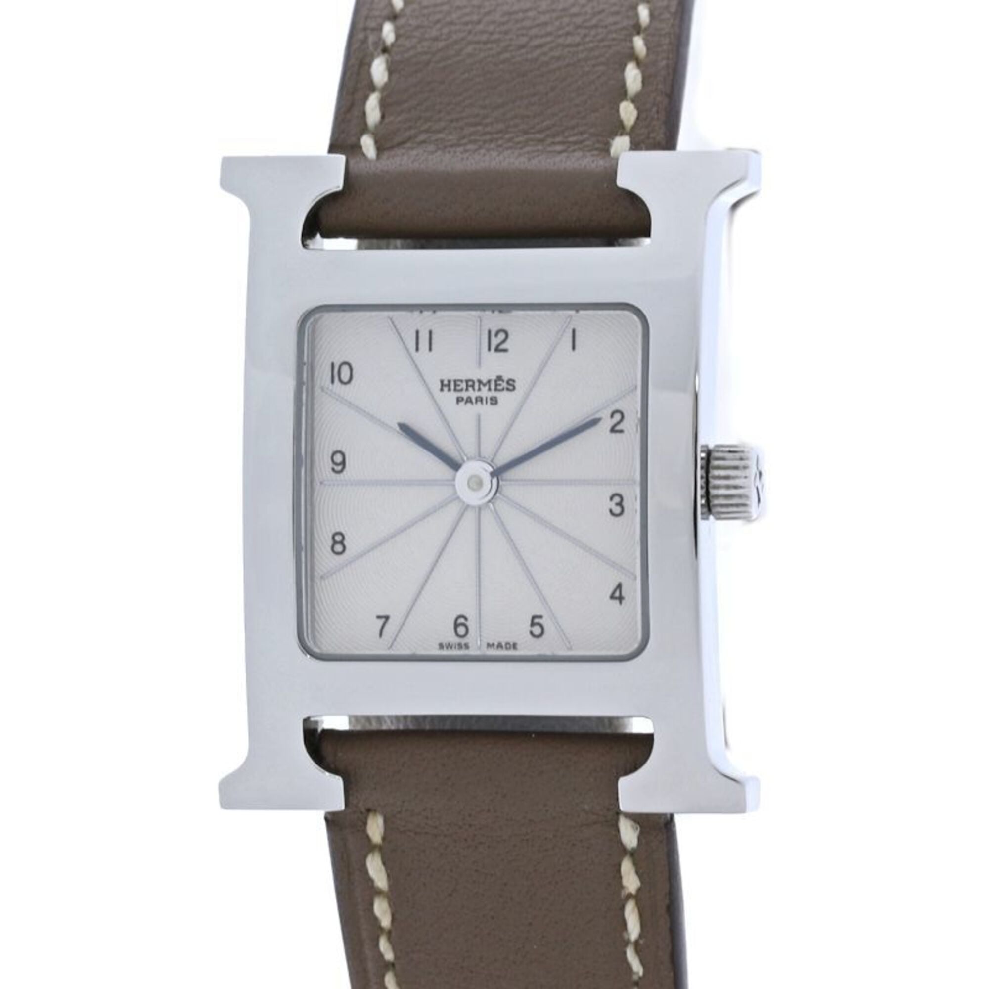 HERMES H- HH1.210.260 WW18 Wo Stainless Steel x Cowhide Leather 40556