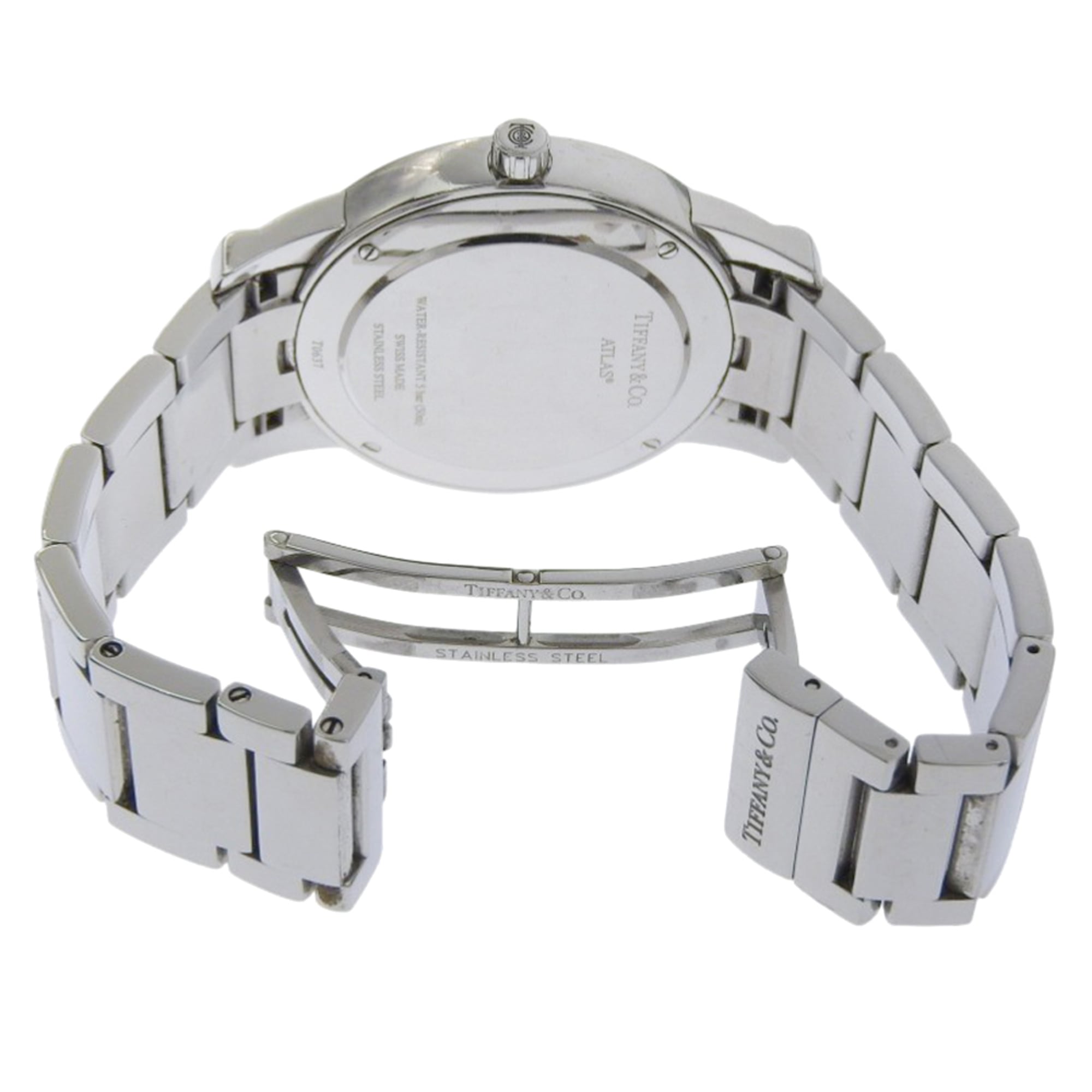 Montre Tiffany &amp; Co. Atlas Dome Z1800.11.10A00A pour homme, en acier inoxydableQuartz cadran Noir analogique