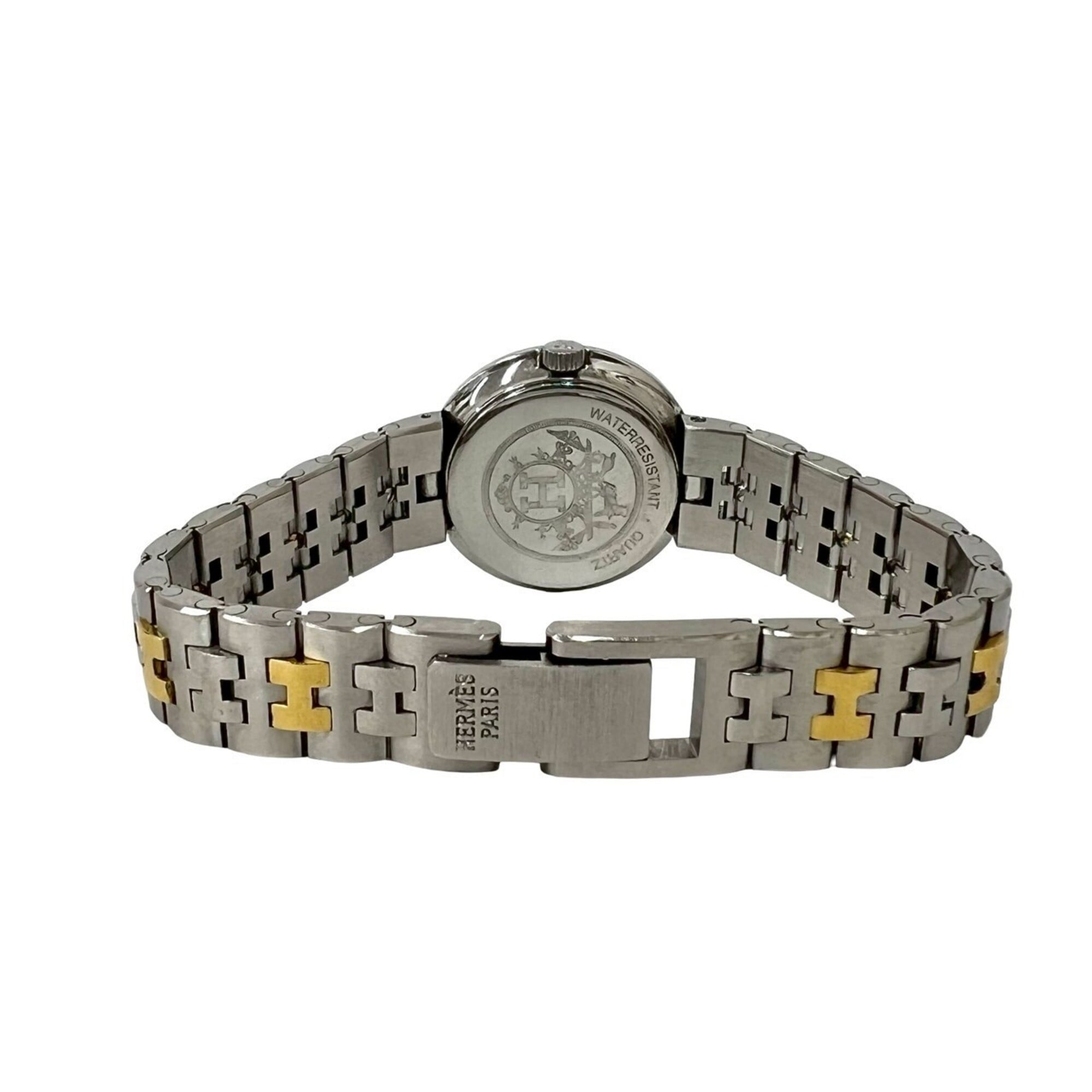 HERMES Vintage Clipper Stainless Steel Quartz Watch, Silver/Gold, 29391