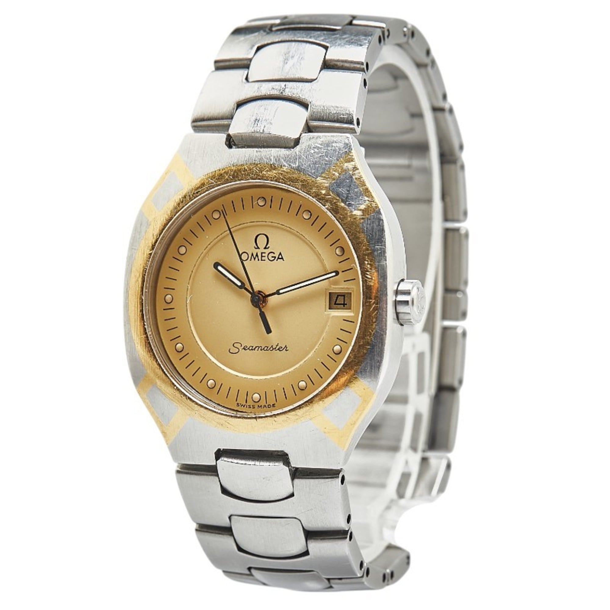 OMEGA Seamaster Polaris UhrQuarz goldenes Zifferblatt, Edelstahl, gelb, Damenmodell