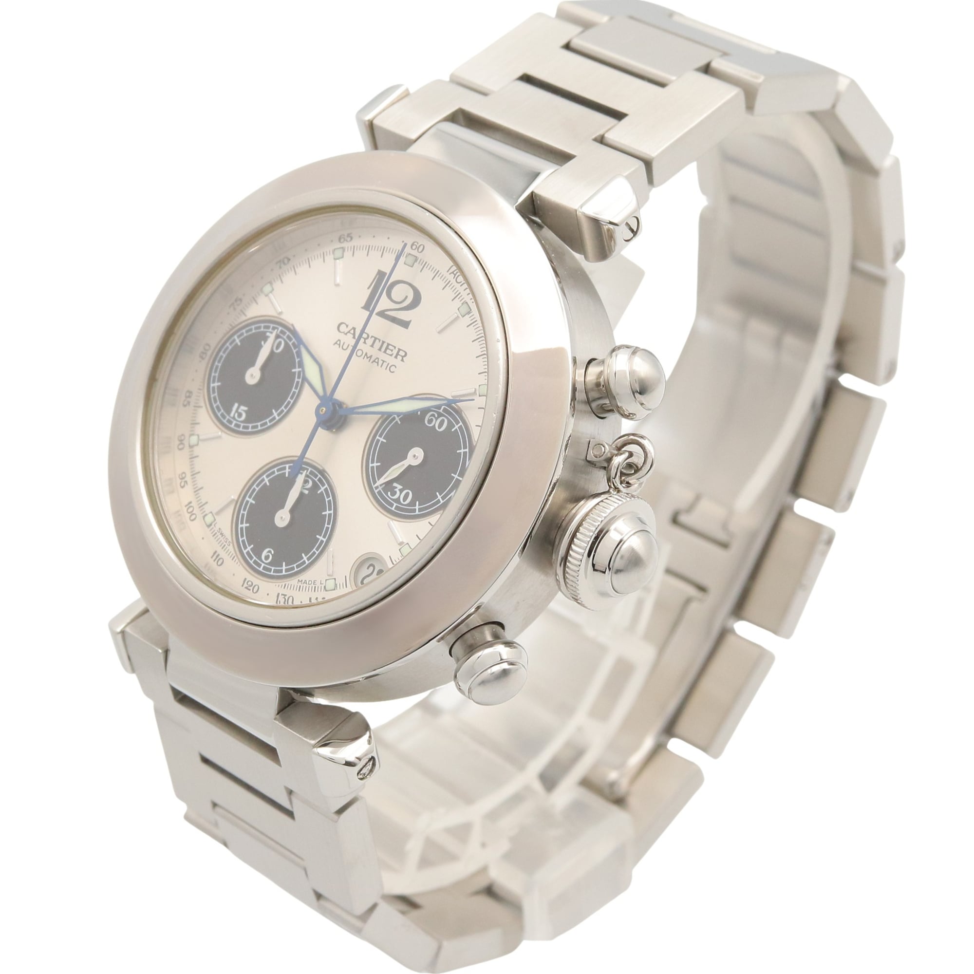 Cartier Pasha C Chronograph Watch, Stainless Steel, Boys' Size, Silver Tone, W31048M7