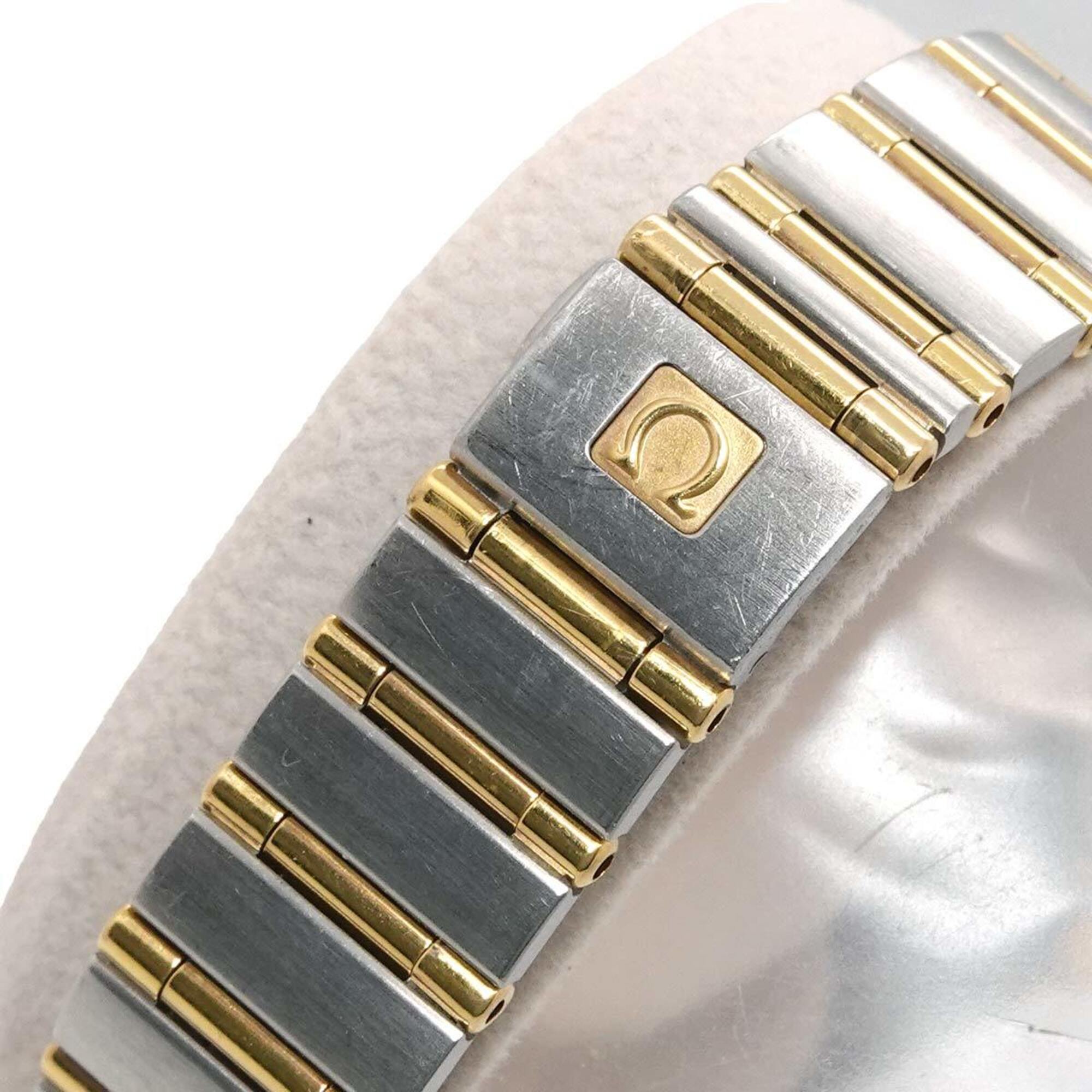 Omega Constellation Mini Combination 1262 75 Ladies' with 12 Diamonds White Shell Yellow Gold Quartz Movement
