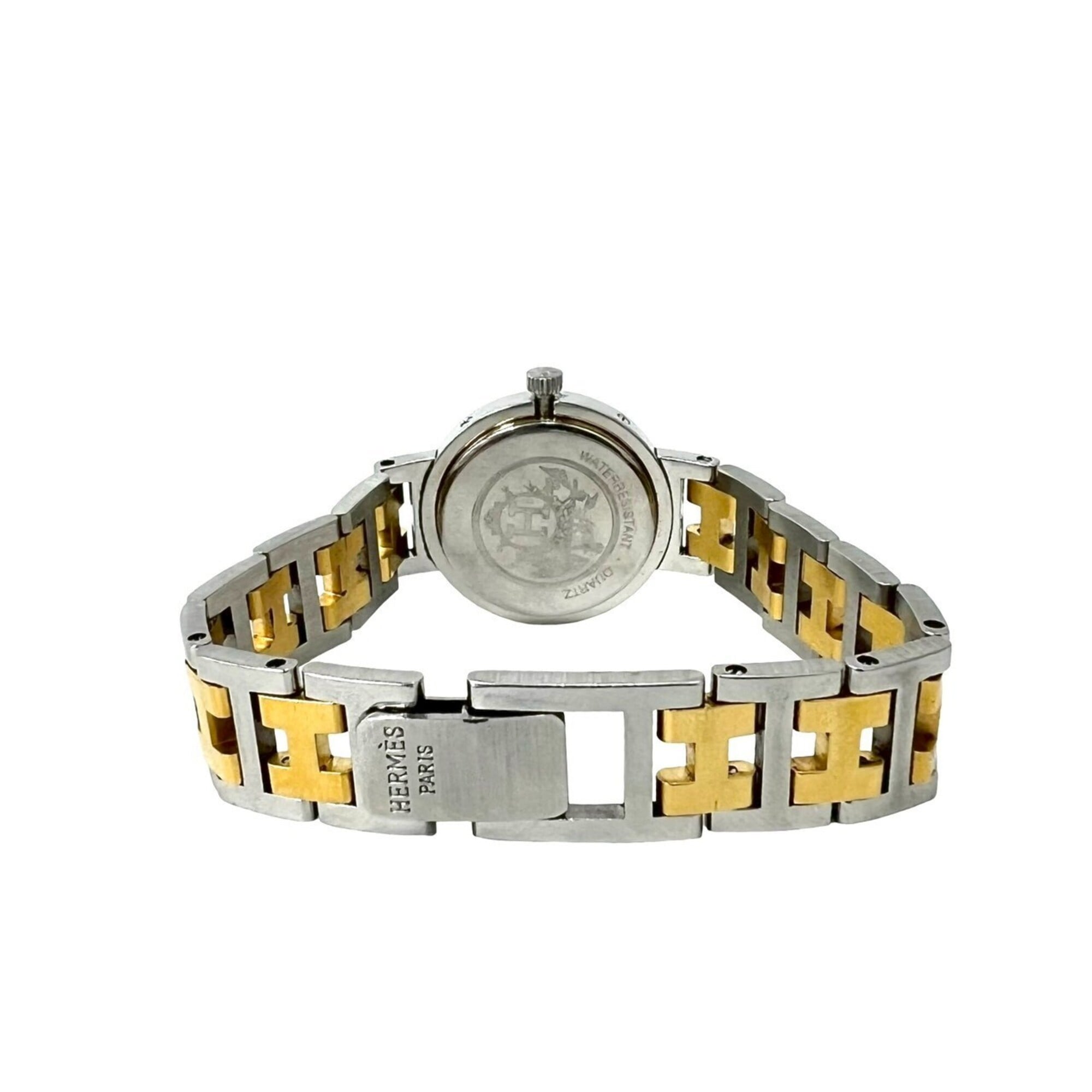 HERMES Clipper Stainless Steel GP Quartz Wristwatch, Silver/Gold, 31964