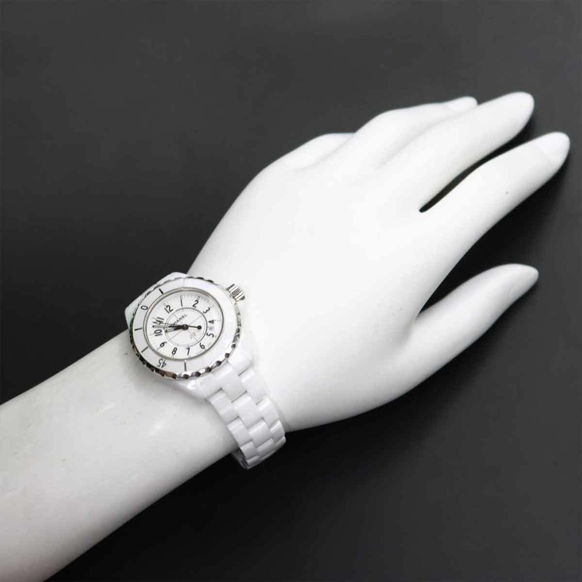 Chanel J12 33mm H0968 Women's Watch, Date Display, White Ceramic Quartz Watch