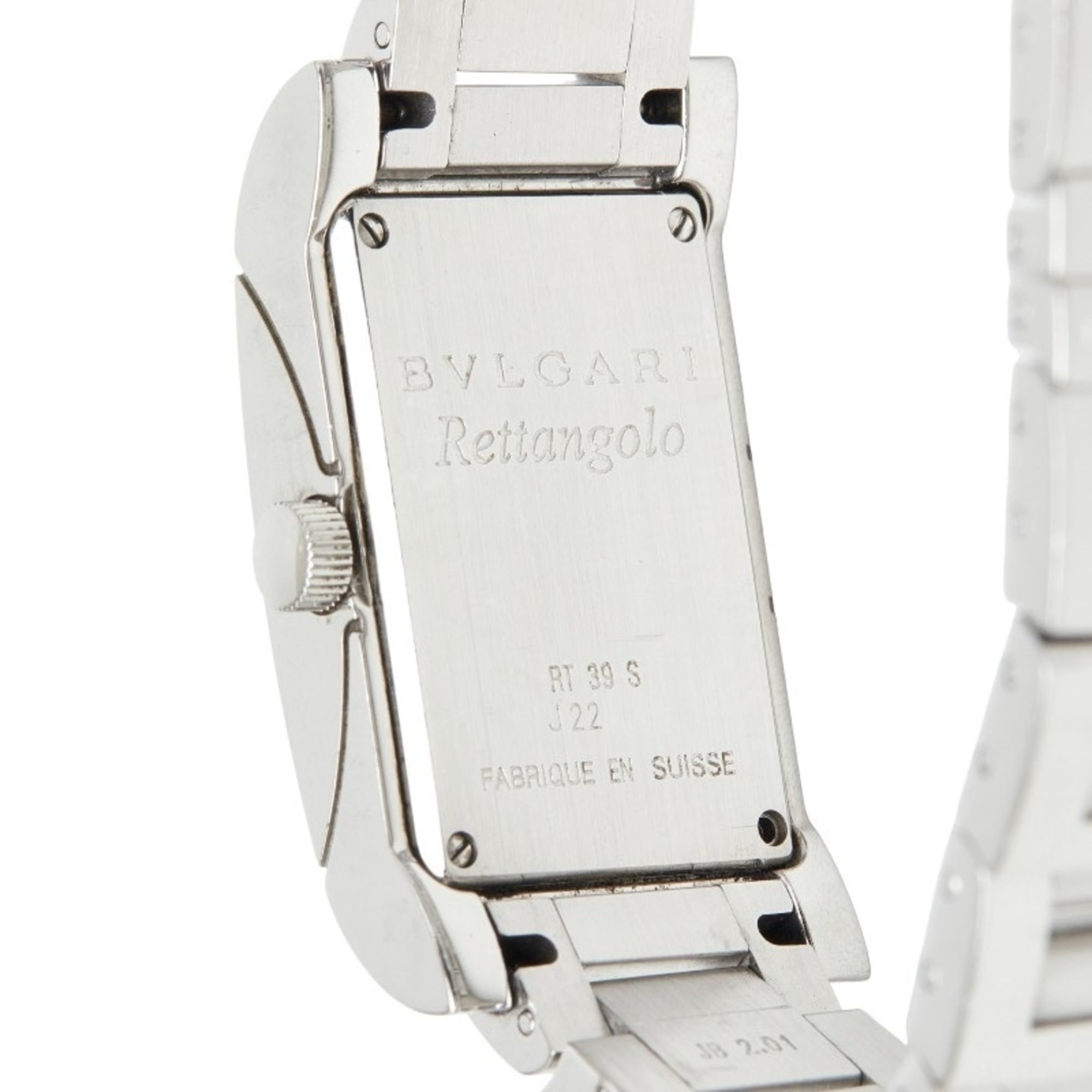 Bulgari Rettangolo Uhr RT39S Quarz Weiß Zifferblatt, Edelstahl, Damenuhr BVLGARI