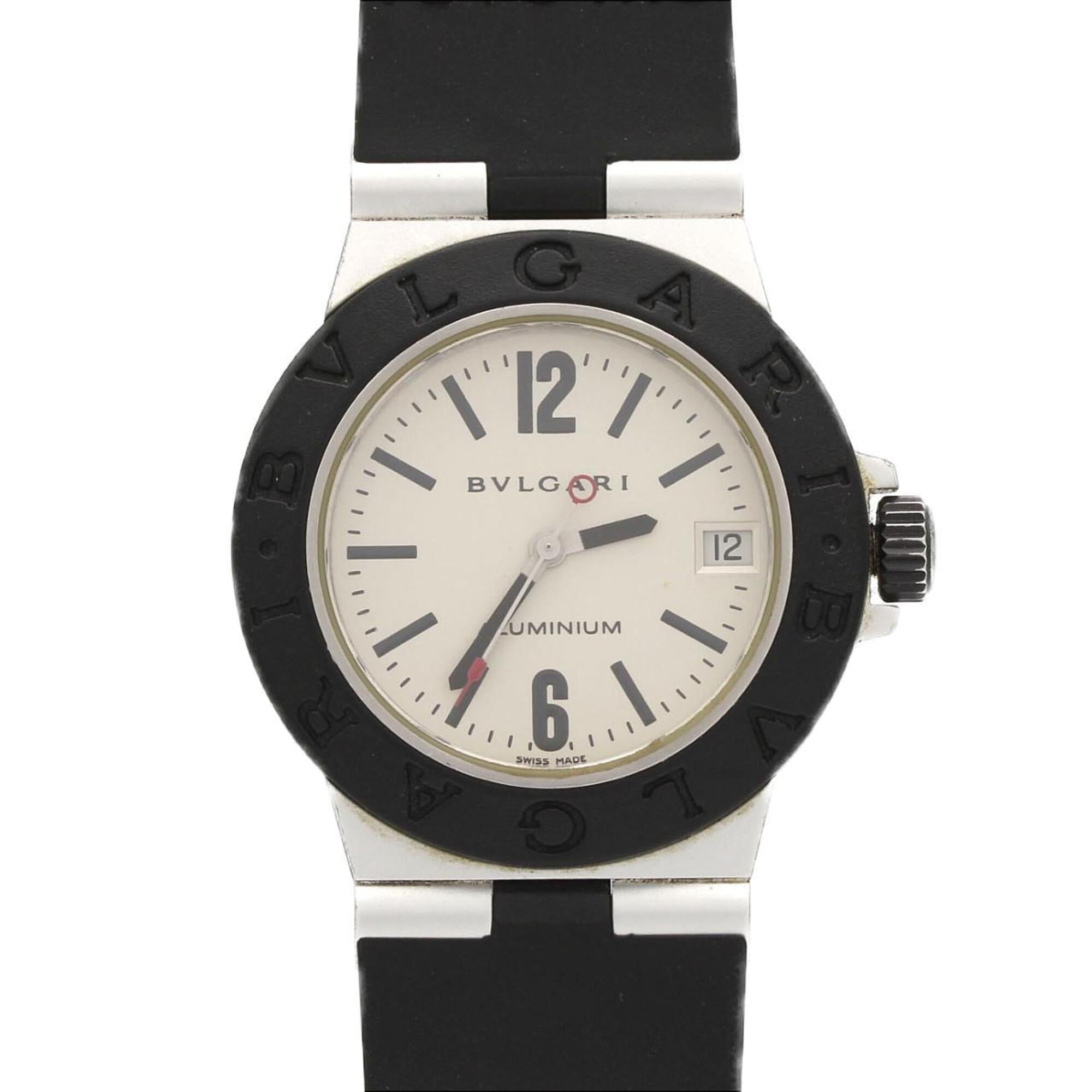 Montre Bvlgari en aluminium avec cadran argenté, 32 mm