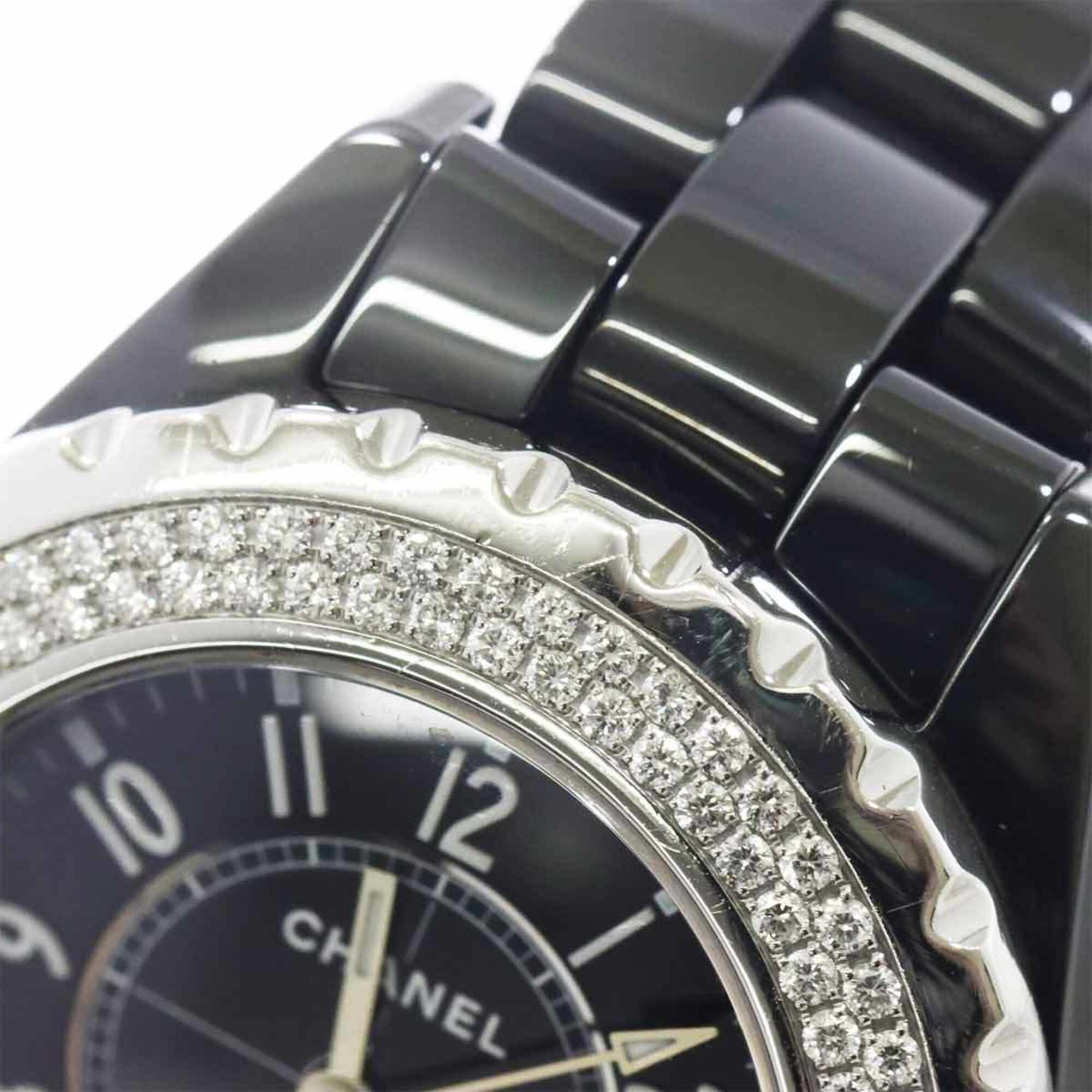 Chanel J12 33mm H0949 Genuine Diamond Bezel Ladies' Black Ceramic Date Quartz