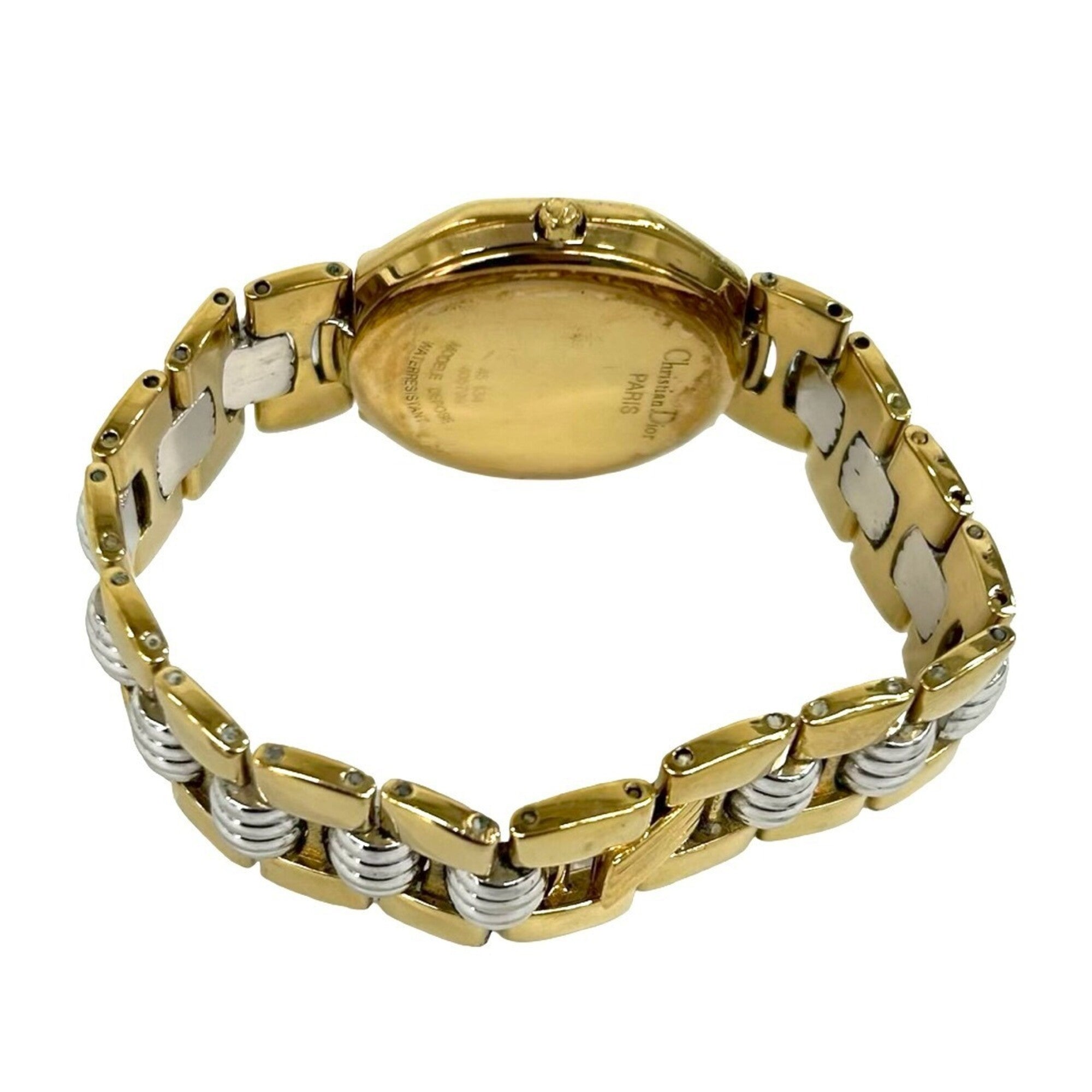 Christian Dior Vintage Octagon Stainless Steel Quartz Wrist Gold 31990