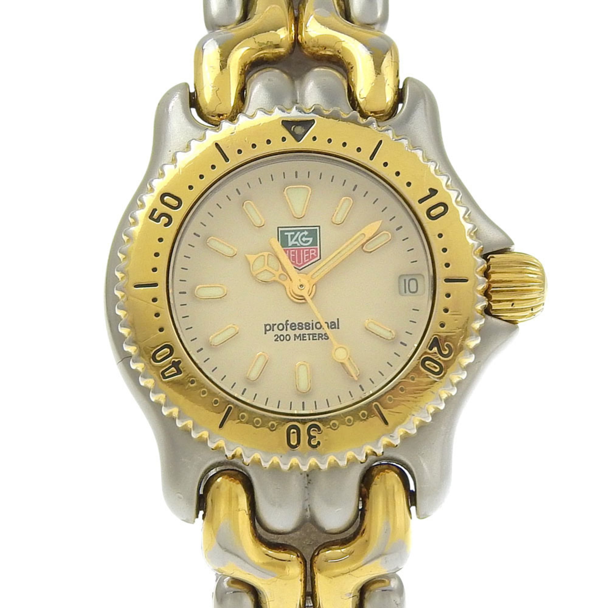 TAG Heuer Cell Uhr S95.708, Edelstahl, Silber, Quarz, analog, Elfenbein Zifferblatt, Damenuhr.
