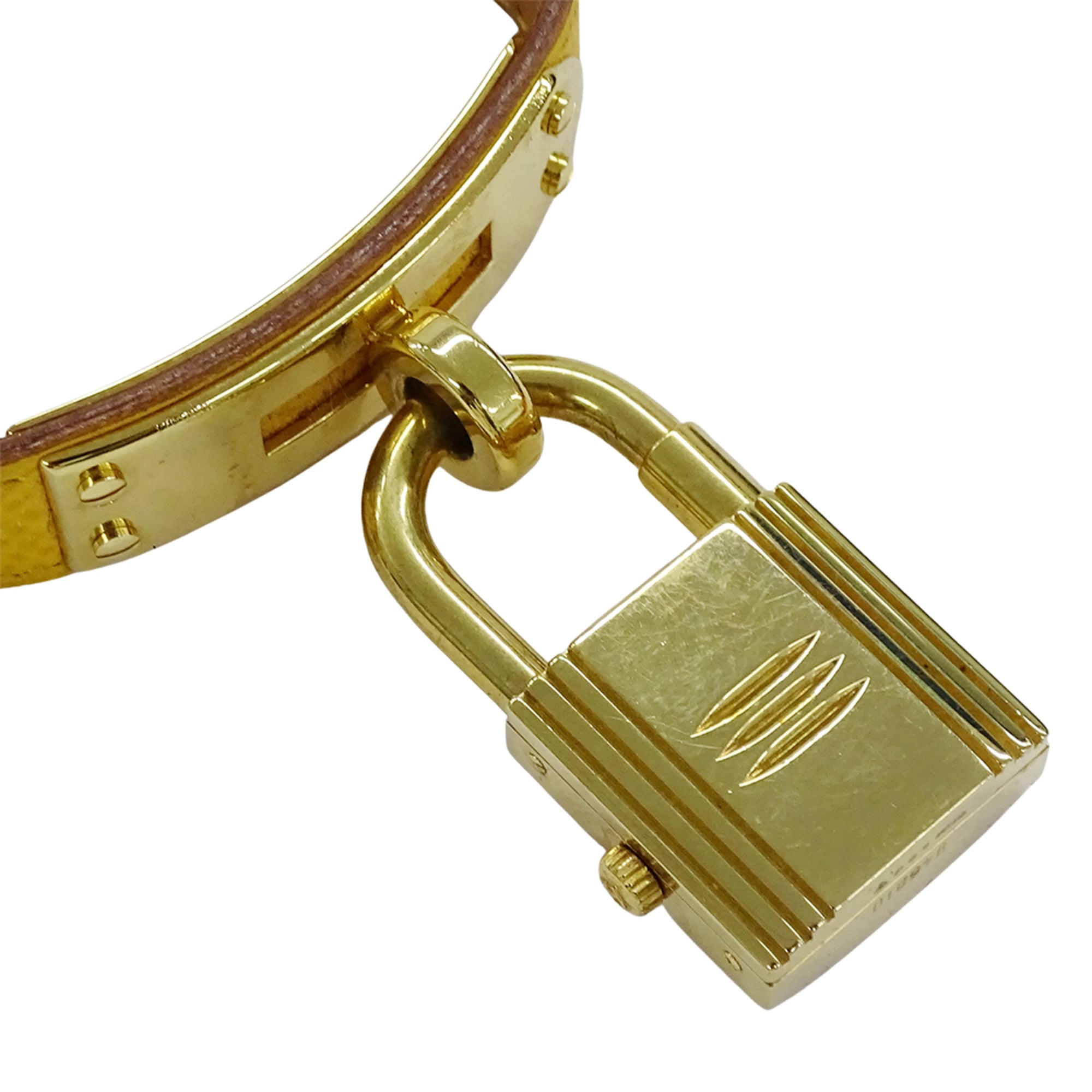 Hermes HERMES Women's Watch Brand Kelly Quartz QZ GP Leather KE1.201 Gold Yellow