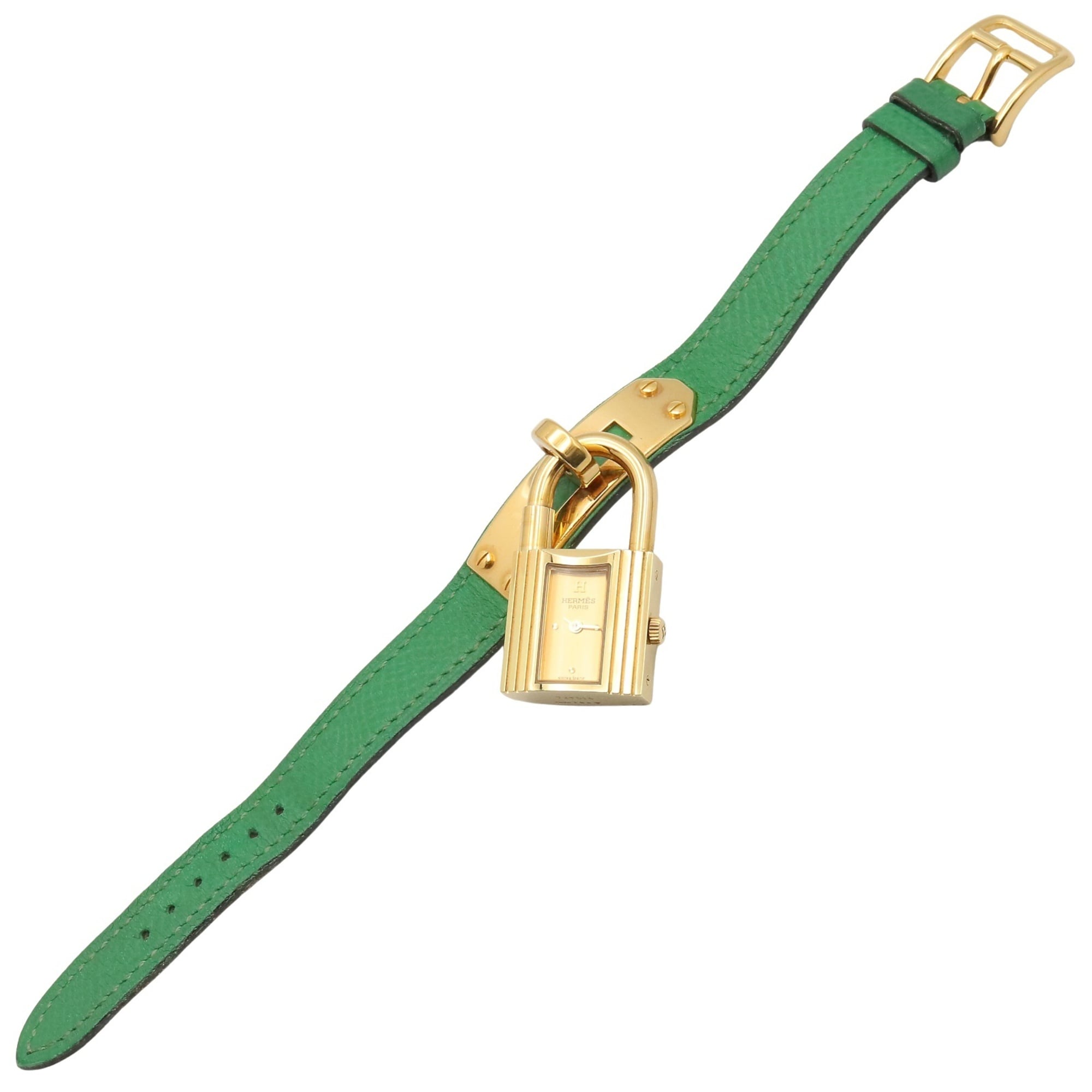 Hermes Kelly Watch, Gold Plated (GP), Leather Strap, Ladies' Champagne