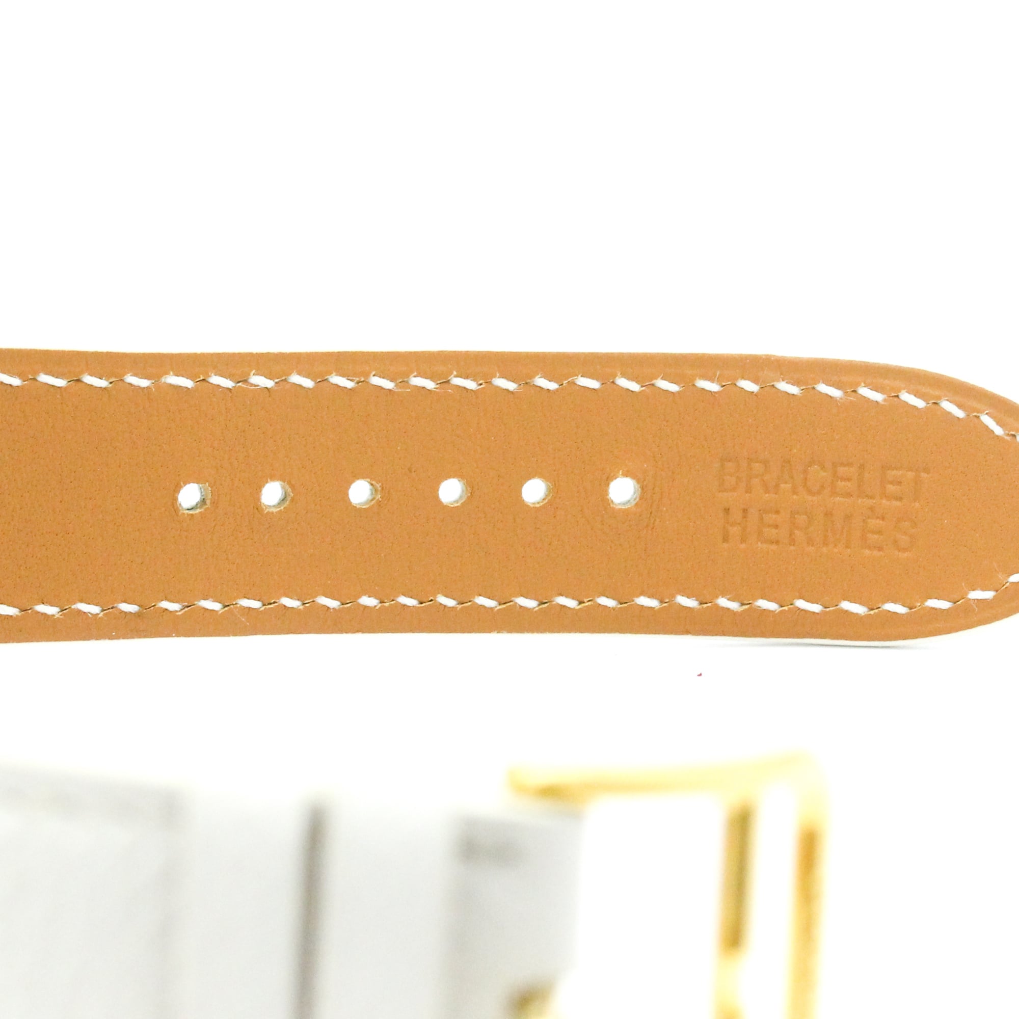 HERMES H Watch Gold Plated Leather Quartz Mens Watch HH1.801