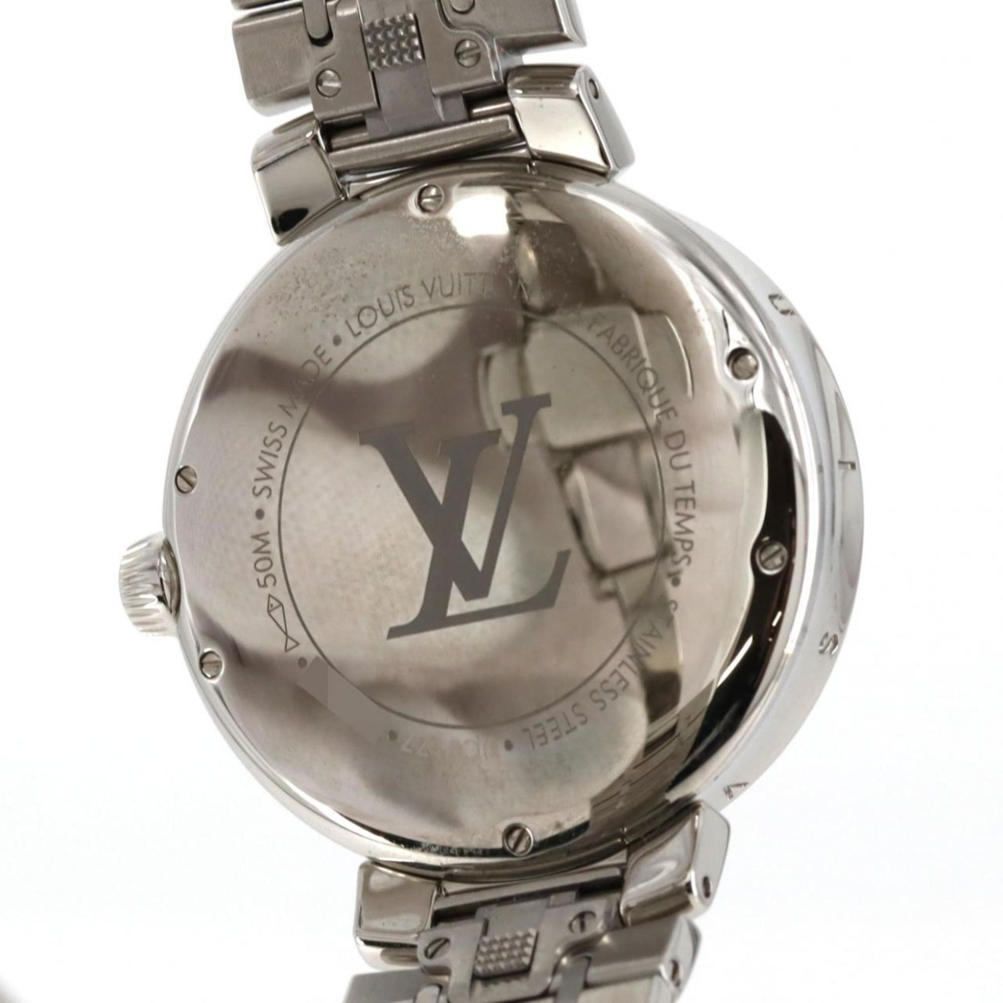 Louis Vuitton Tambour Moon Dual Time QA106 roestvrijstalen quartzhorloge