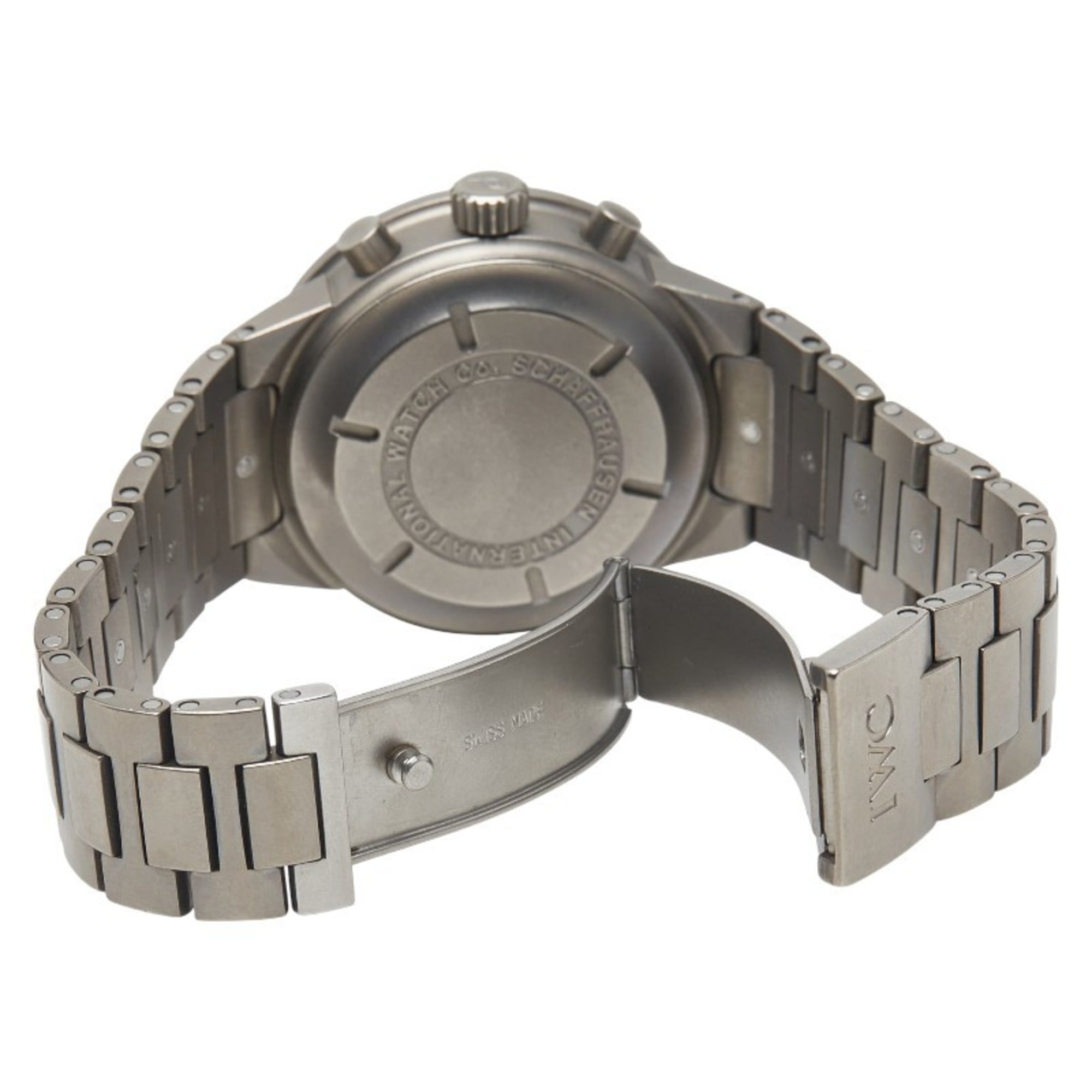 IWC Schaffhausen GST-chronograafhorloge IW370703, automatisch, zwarte wijzerplaat, titanium, herenhorloge SCHAFFHAUSEN