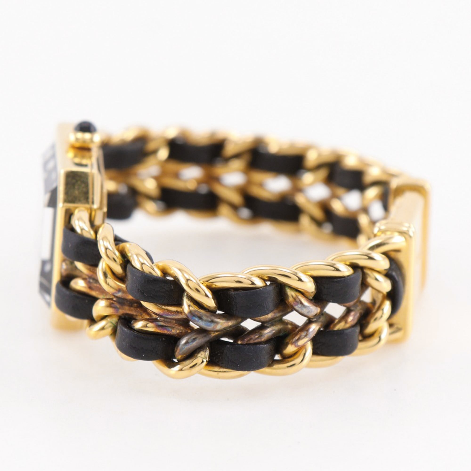 Chanel Premiere S-horloge H0001, verguld x zwart leer, quartz, analoge wijzerplaat, damesmodel