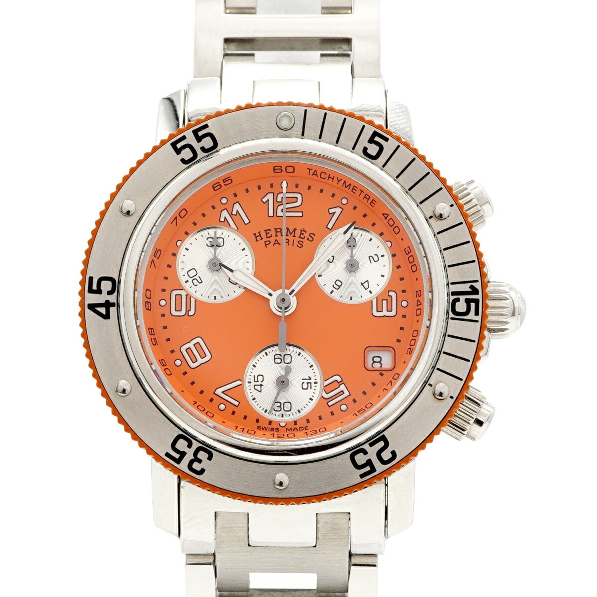 Hermes Clipper Diver CL2.316 Orange Dial Women's Watch