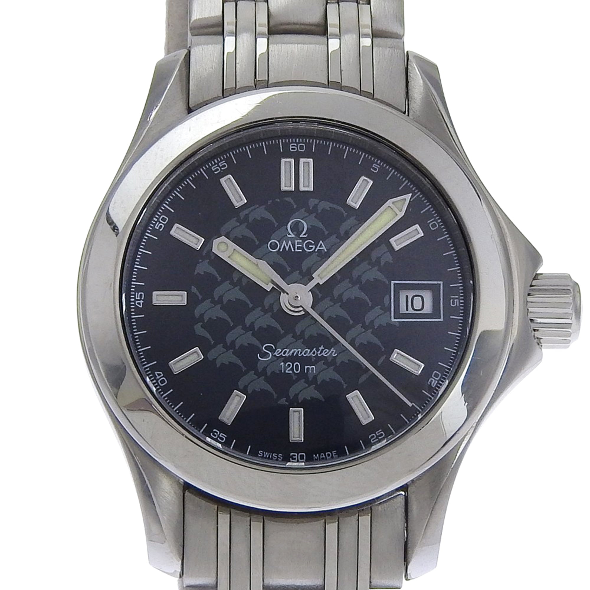 OMEGA Seamaster 120M Jacques Mayol Watch, Limited Edition of 1,500 pieces, Caliber 1424, 2586.80, Stainless Steel, Silver Quartz Movement, Analog Display, Navy Dial, Women's