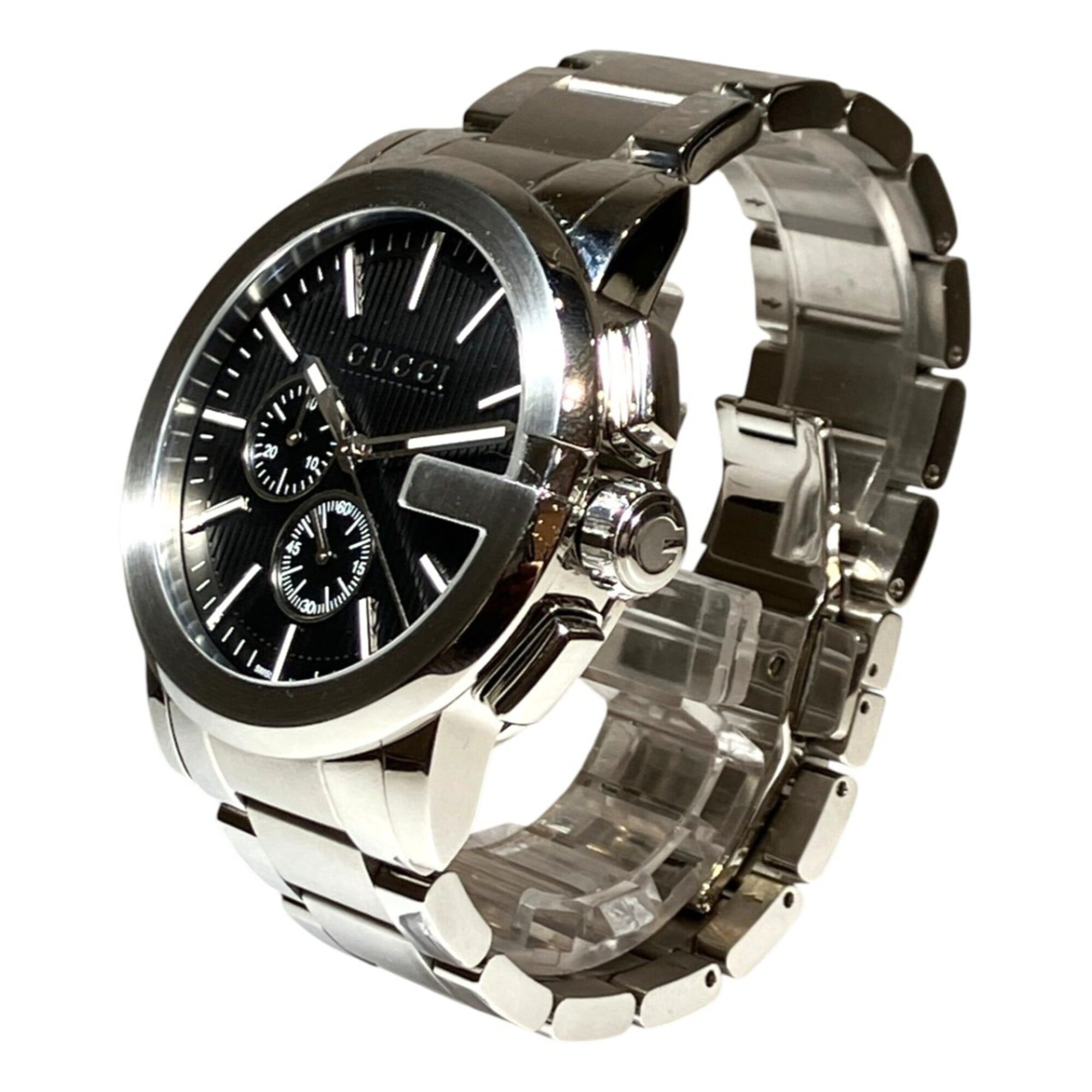 Gucci G-Chrono total weight 170.8g stainless steel quartz movement black dial 101.2