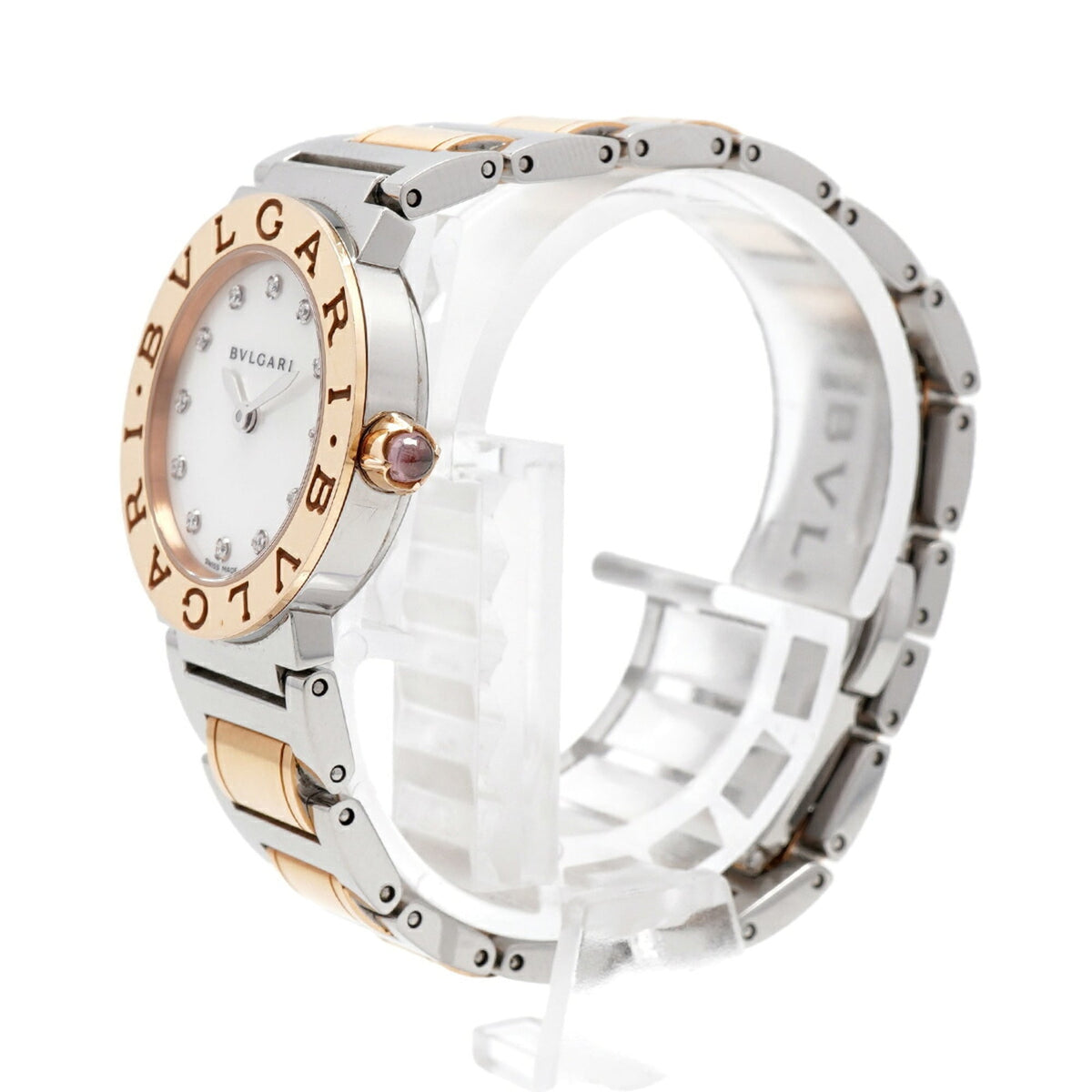 Bvlgari 12P Diamond BBLP26SG horloge met witte wijzerplaat, 26 mm